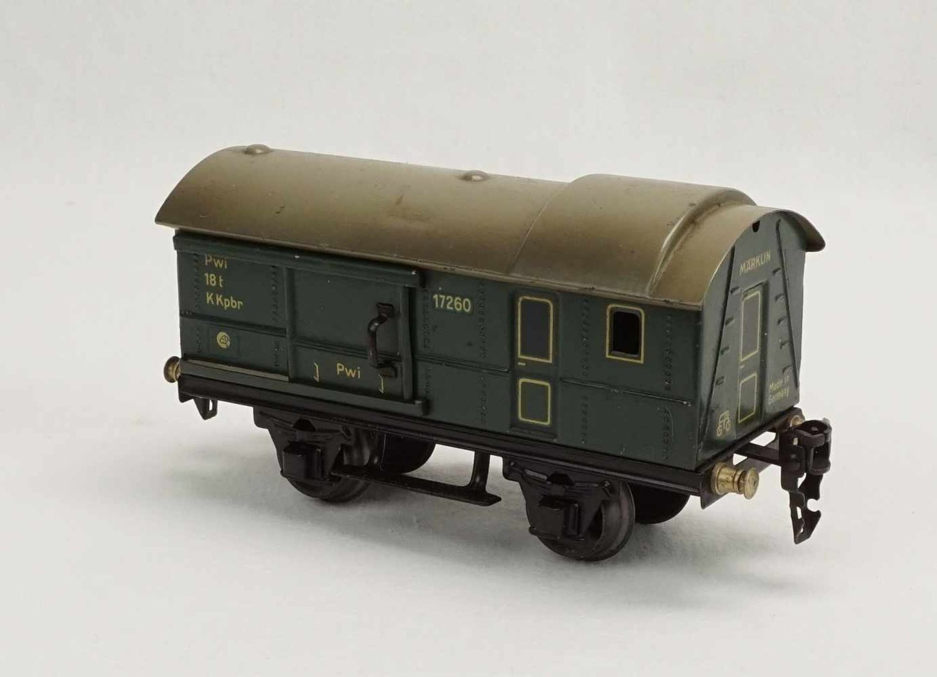 Märklin Elektrischer Personenzug mit Lokomotive R66, Spur 0, um 1930Blech lithografiert, - Bild 6 aus 6