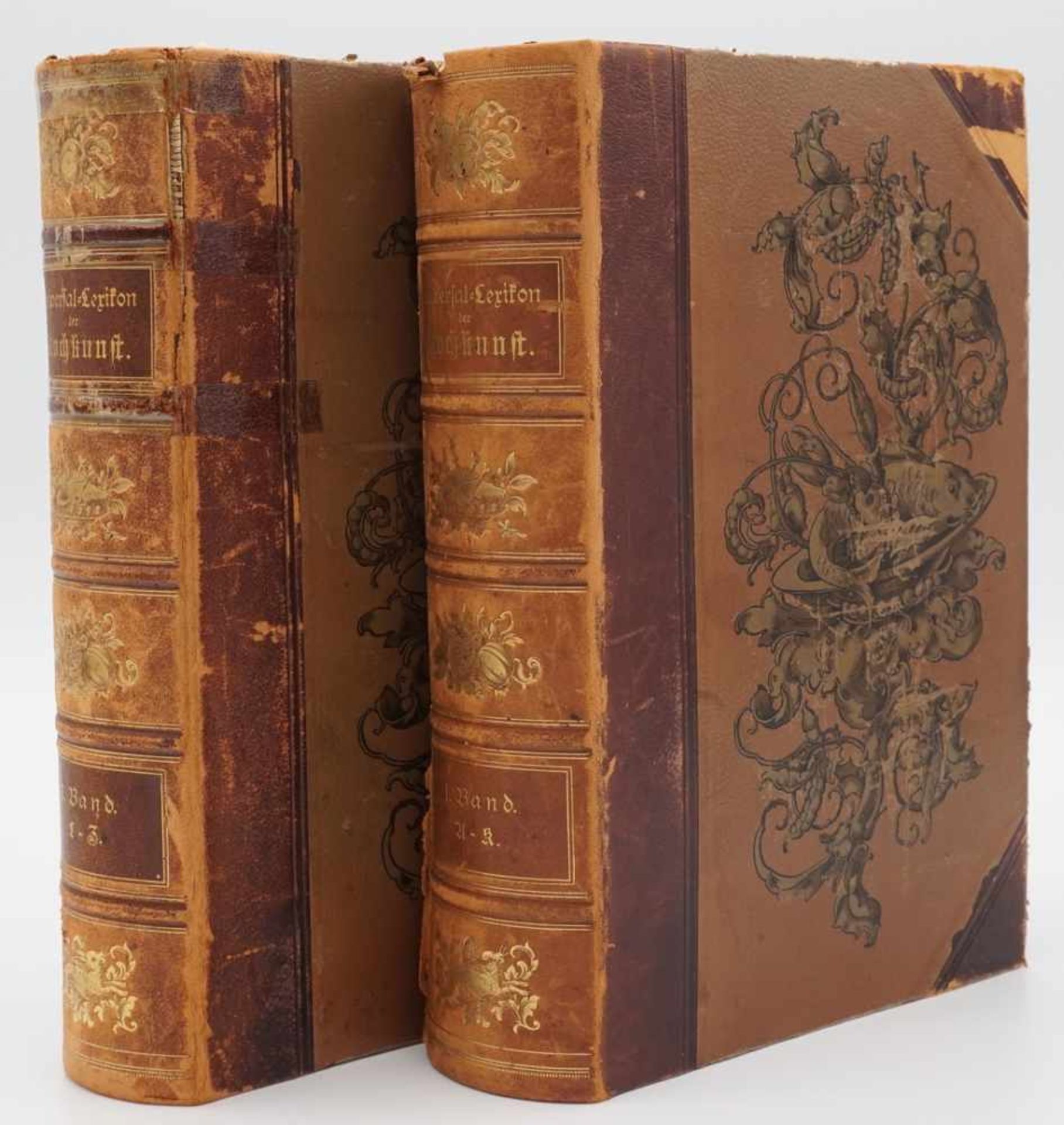 Zwei Bände des Universal Lexikon der Kochkunst1893, fünfte, verbesserte Auflage, "Wörterbuch aller