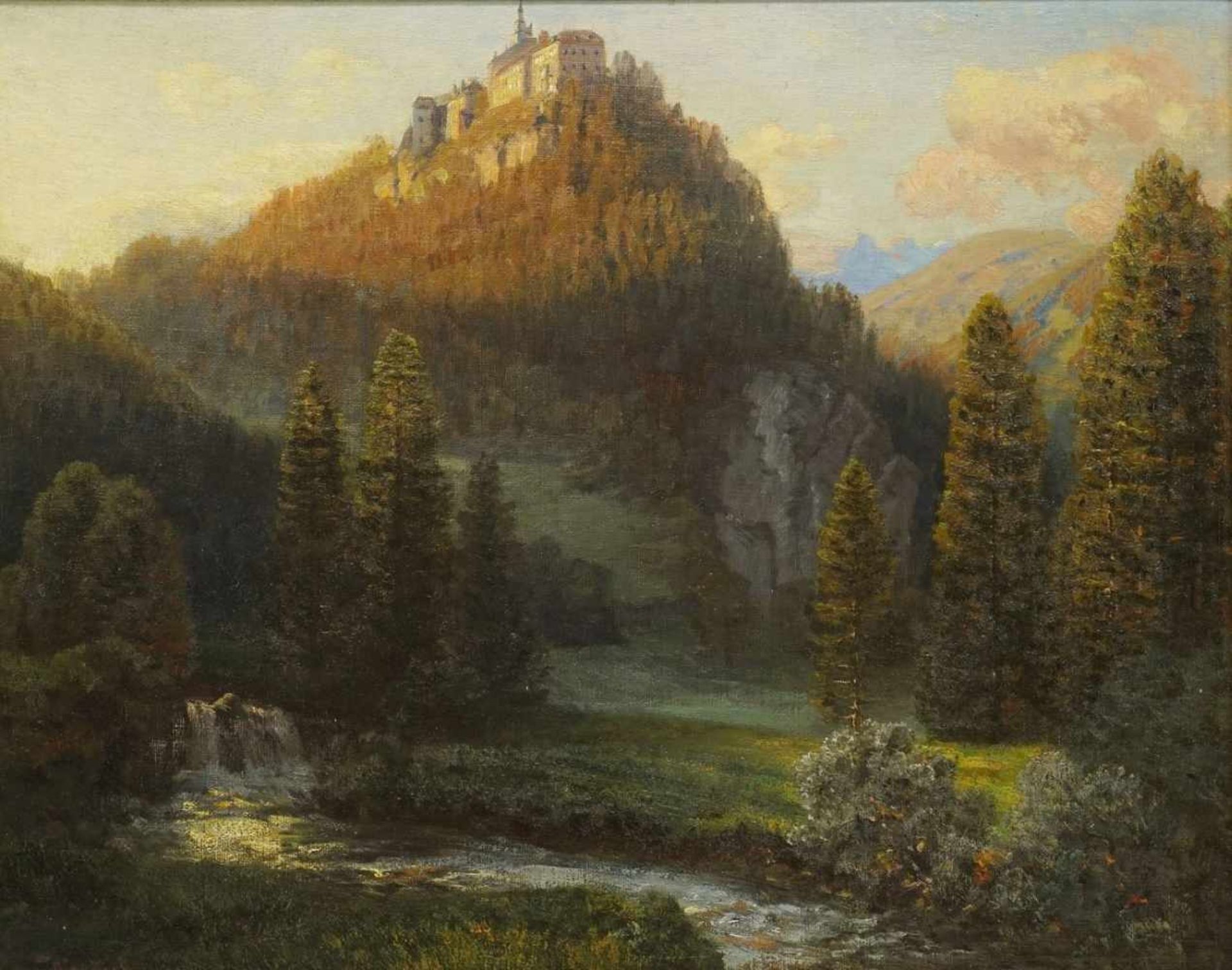 Anton Hlavacek, "Burg Aggstein in der Wachau"Mitglied des Wiener Künstlerhauses (Wien 1842 - Wien