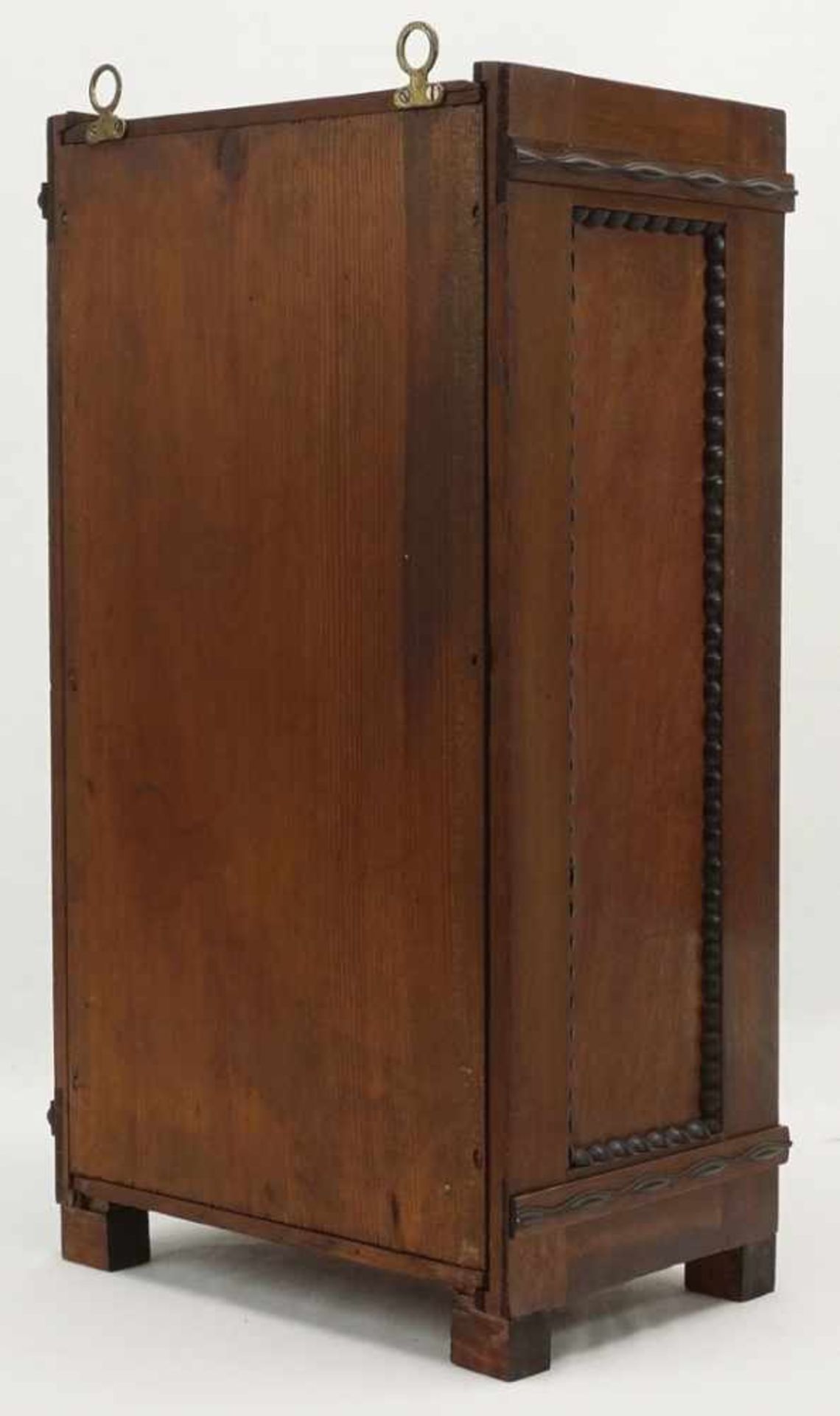 Jugendstil Wandschrank, Mahagoni furniertum 1920, eintürig, zwei Einlegeböden, Perlstableiste und - Bild 3 aus 3