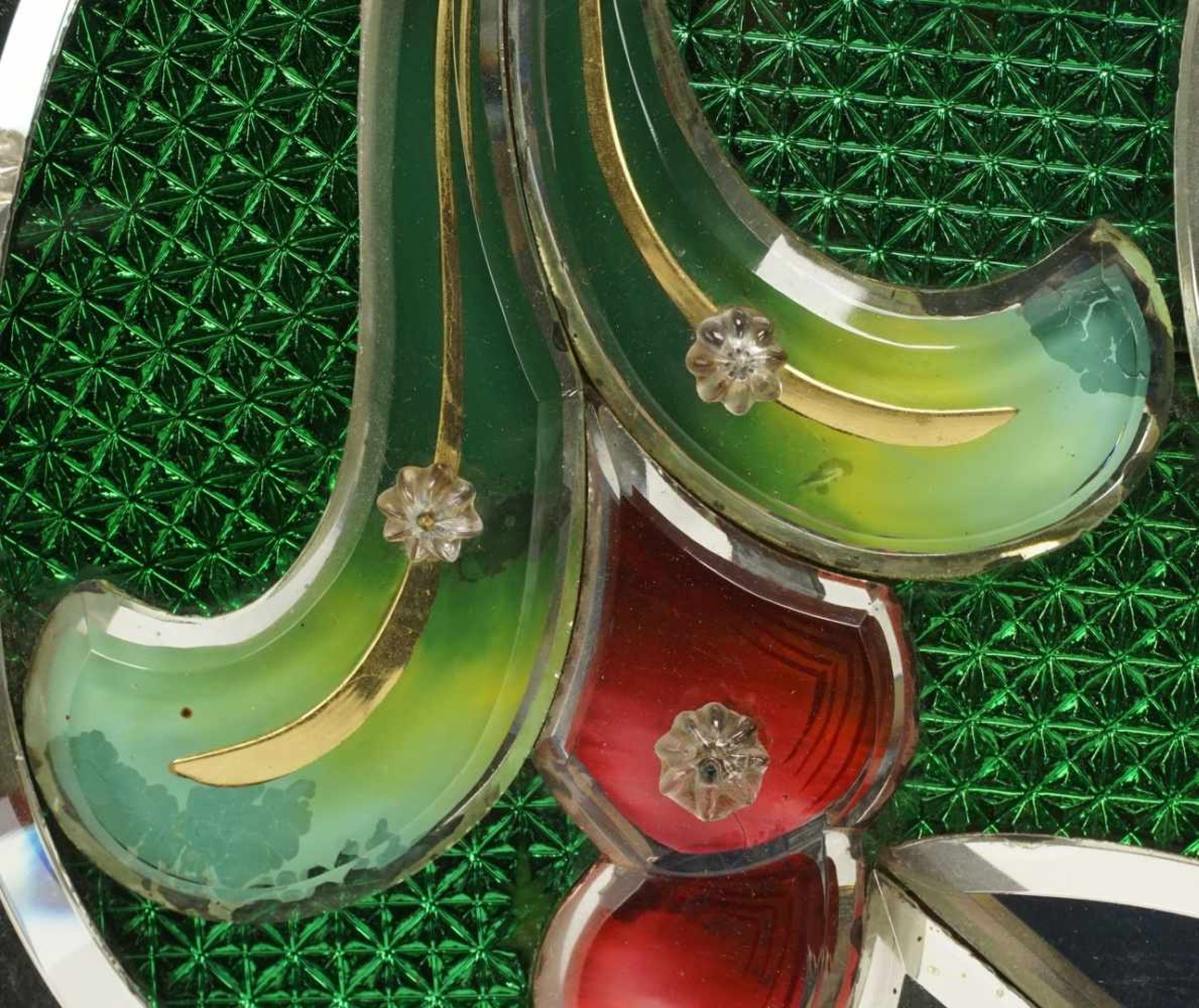 Venezianischer Jugendstil Spiegel1. Hälfte 20. Jh., facettierter Spiegel, Glasarbeit in grün im - Bild 3 aus 3