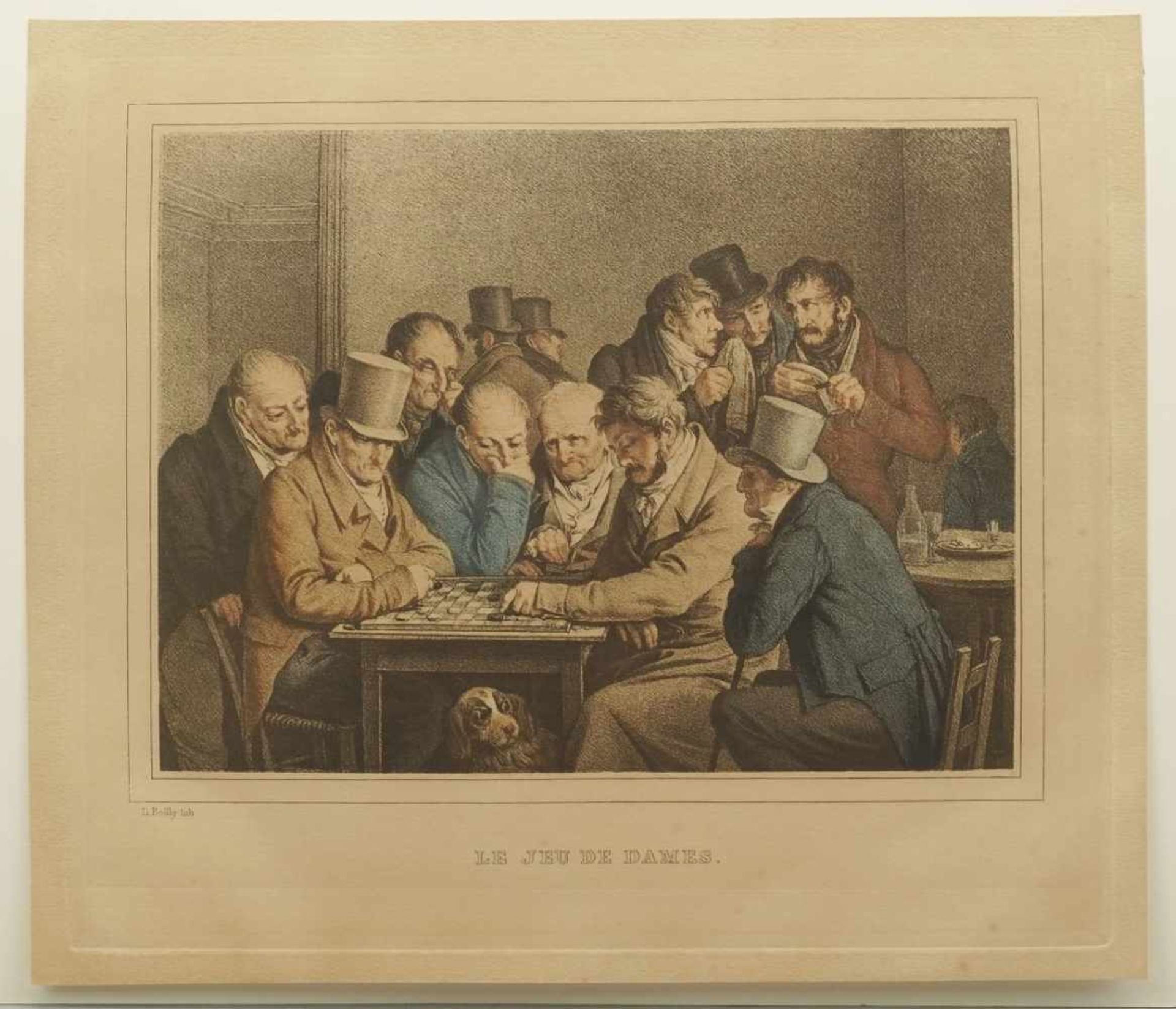 Louis Boilly, "Die Dame-Spieler"(1761 - 1845), altkolorierte Radierung/Papier, um 1835, im Blatt - Bild 3 aus 3