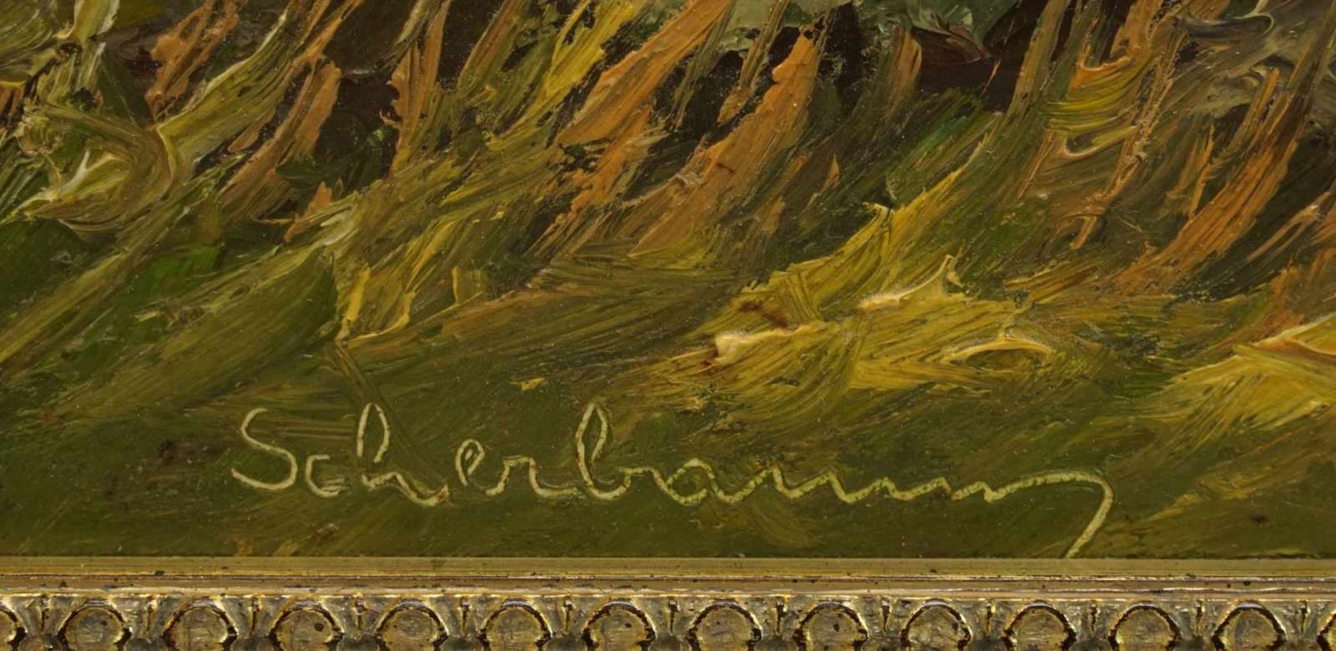 Rudolf Scherbaum, "Harzlandschaft mit Brocken"Harzmaler, Öl/Malpappe, unten links signiert, - Bild 4 aus 4