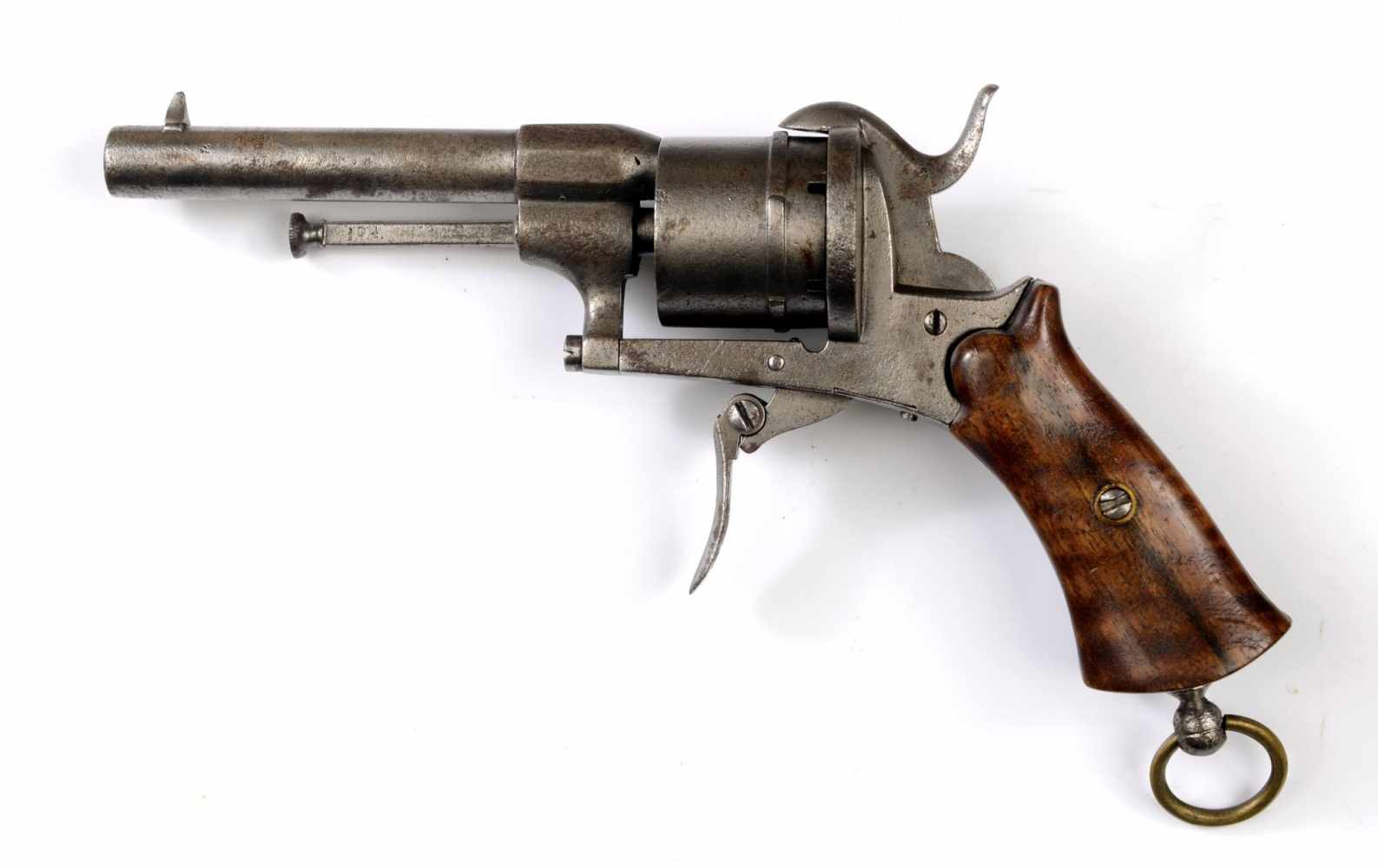 TASCHENREVOLVER LEFACHEUXFrankreich, Belgien (?),um 1870Runder Lauf mit gerillter Bohrung Kal. 7 mm.