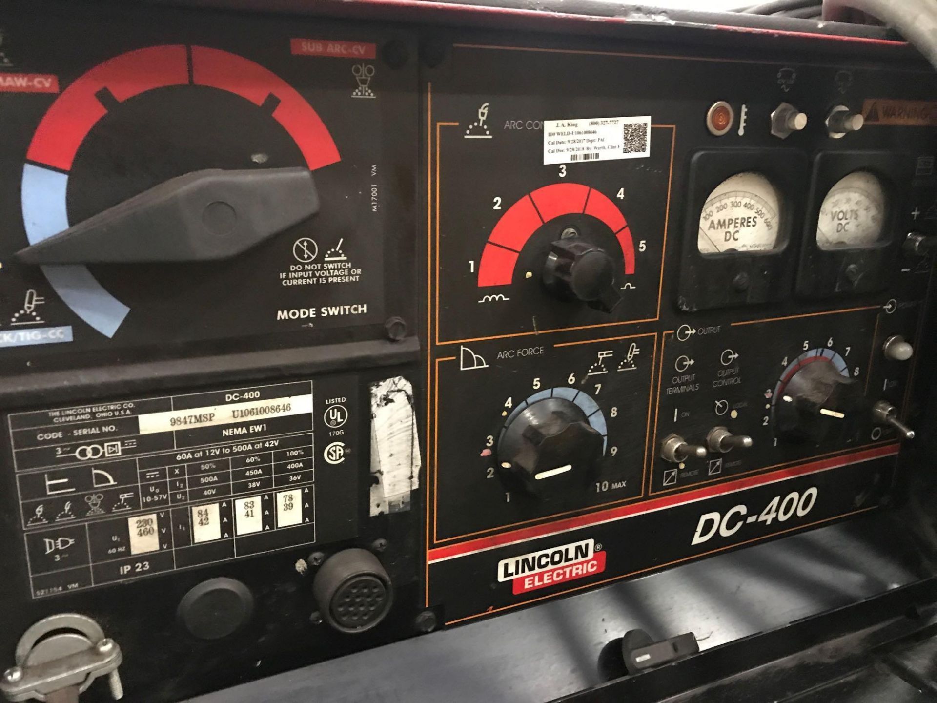 LINCOLN ELECTRIC DC-400 WELDER - Image 2 of 3