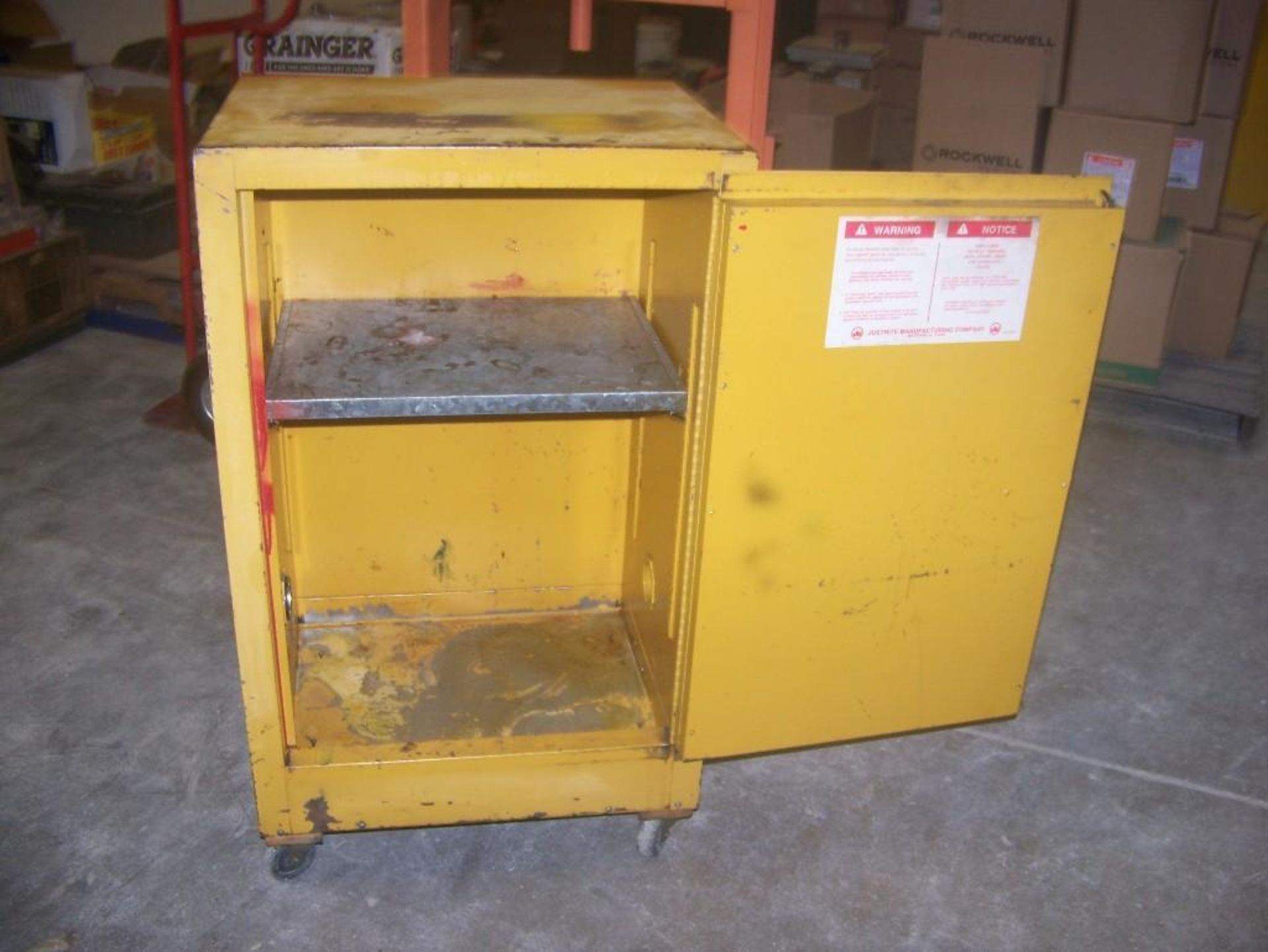 YELLOW FLAMMABLE CABINET 23"W X 18"D X 65"T ON CASTERS - Image 2 of 2