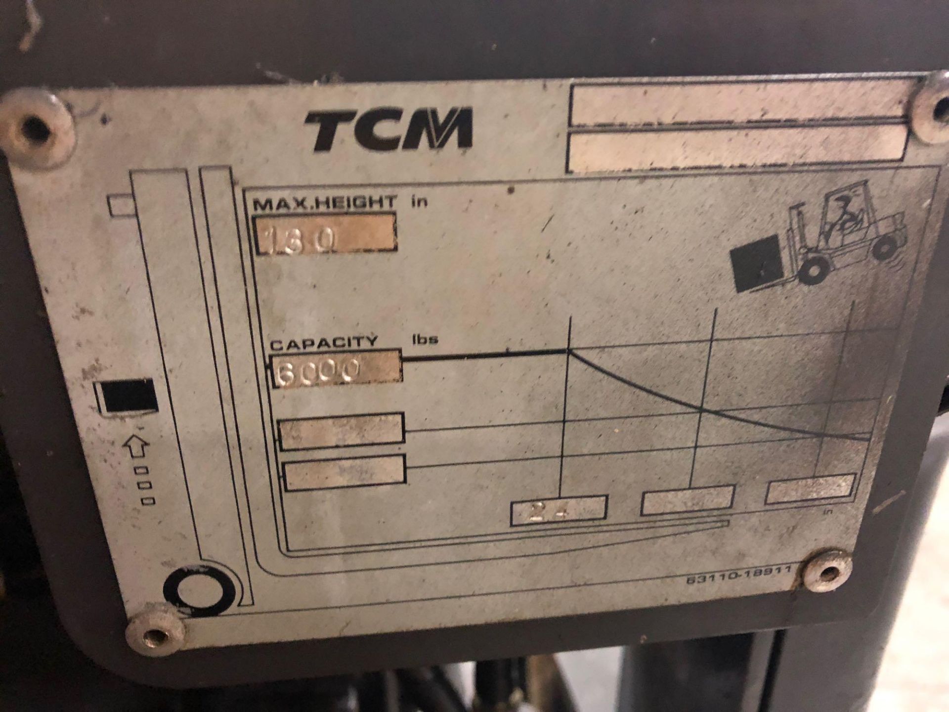 TCM LP FORKLIFT, 6,000 LB LIFT CAPACITY MODEL FCG30F9, TILT, SIDE SHIFT - Image 9 of 9