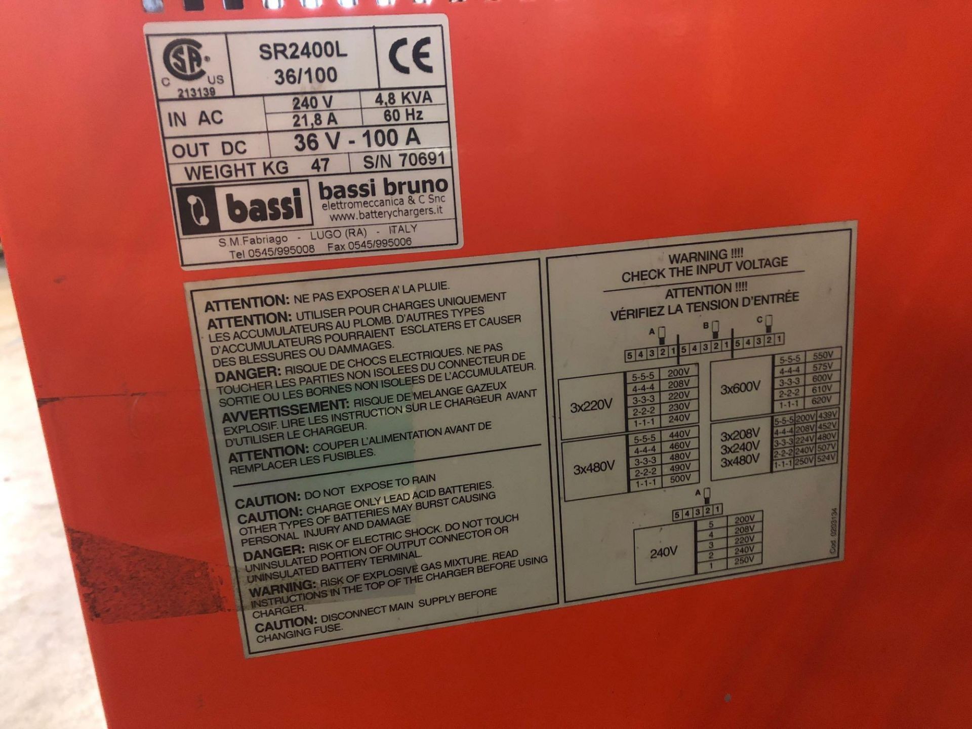 EAGLE PLUS SR 2400 36V FORKLIFT BATTERY CHARGER - Image 3 of 4