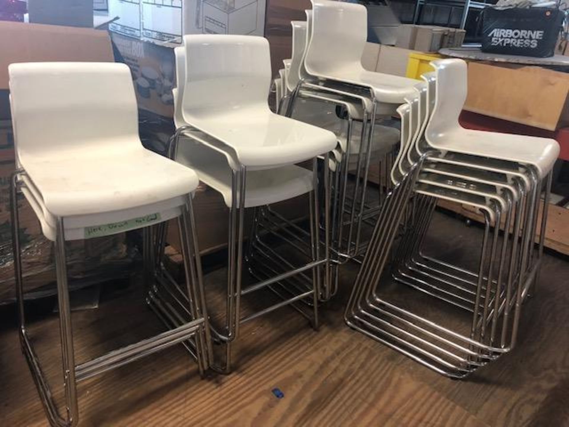 17 NEW WHITE STOOLS/BAR STOOLS