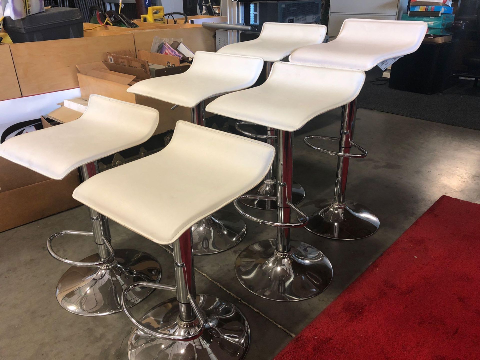 SIX ADJUSTABLE HEIGHT BAR STOOLS/HIGH TOP CHAIRS