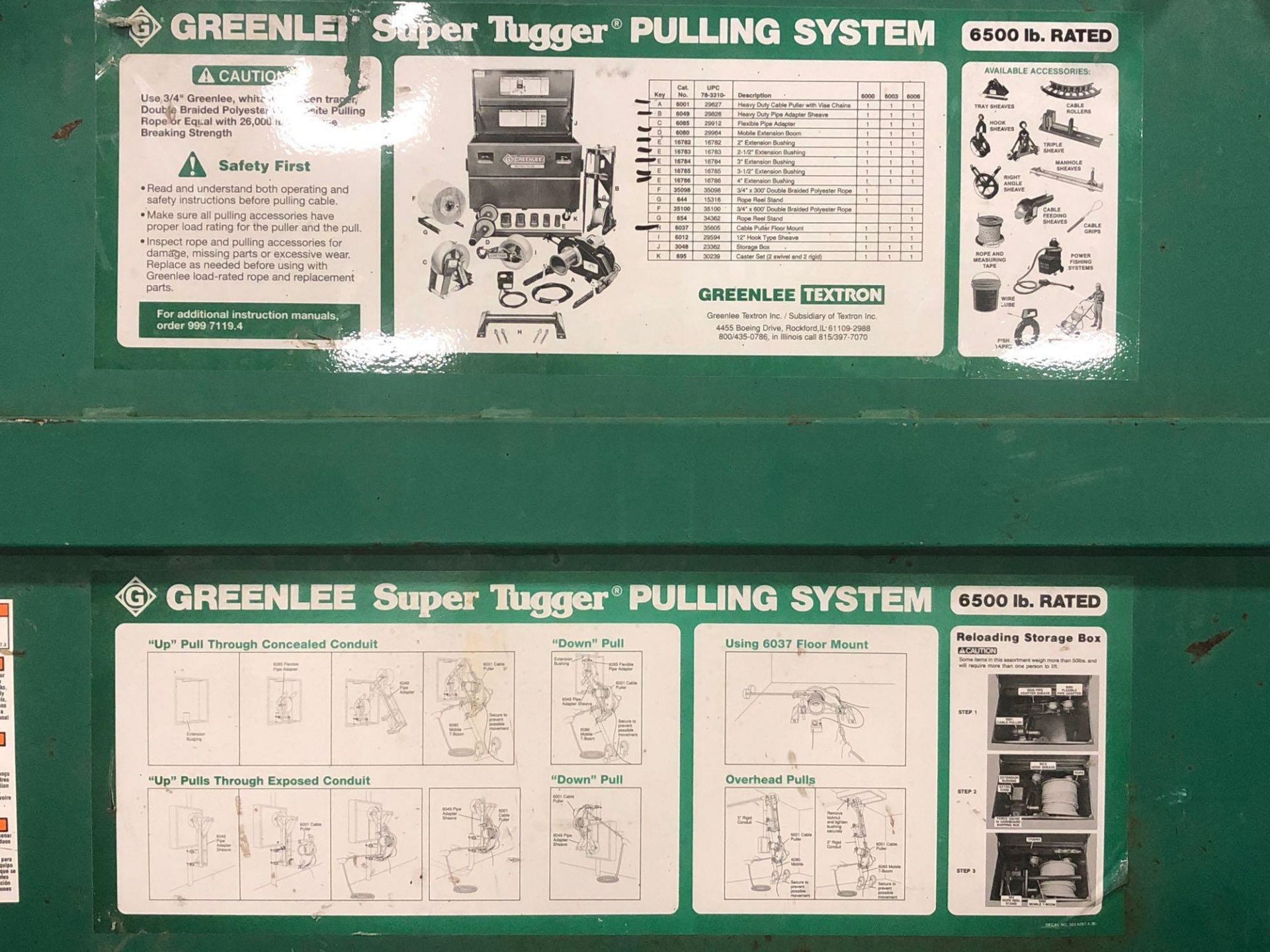 GREENLEE 6000 SUPER TUGGER CABLE PULLER WITH GREENLEE 3048/23362 STORAGE BOX 25 CU. FT. - Image 14 of 16