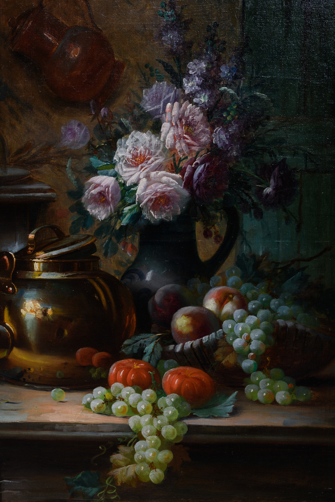 Carlier M., a still life with flowers and a water kettle, oil on canvas, 71 x 81 cm - Image 5 of 5