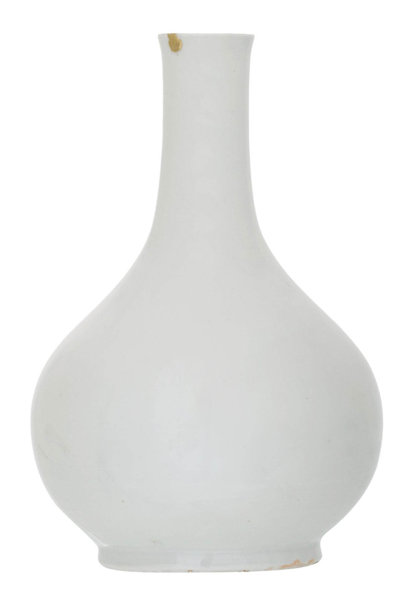 A whitish grey glazed bottle vase, China / Korea, with Kintsugi, H 28 cm