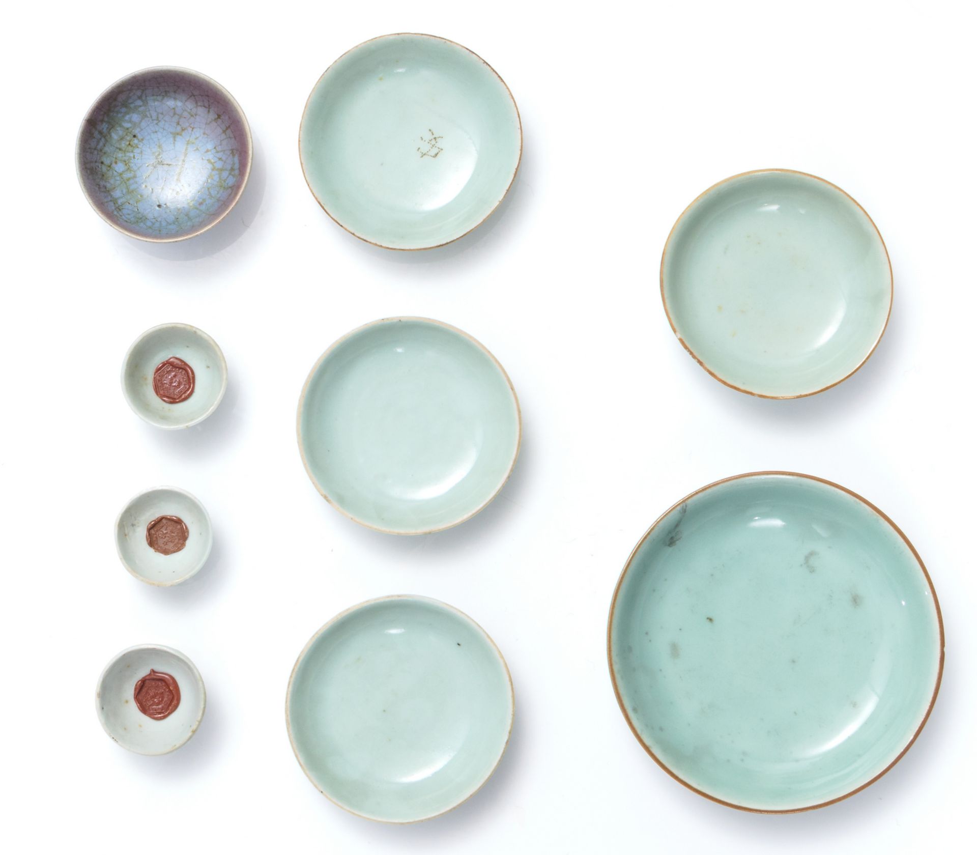 A various of Chinese celadon and crackleware porcelain and stoneware vases, plates and cups, two - Image 28 of 30