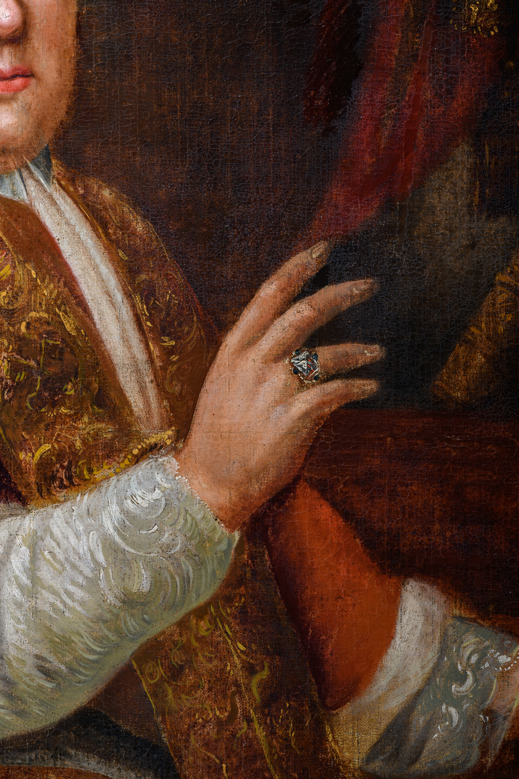 Unsigned, a portrait of pope Pius VI, oil on canvas, 18thC, 90 x 113 cm - Image 7 of 12