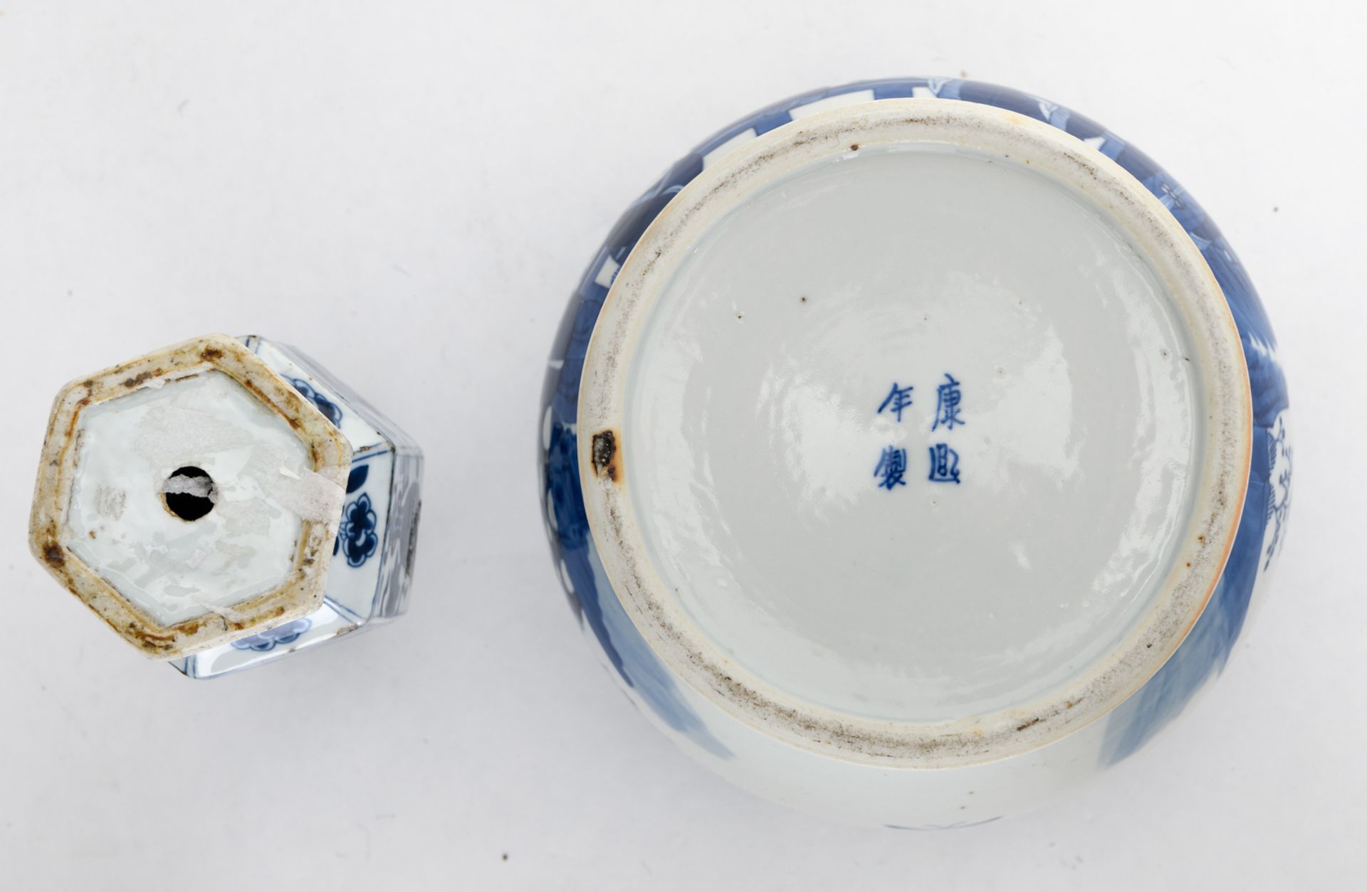 Various Chinese blue and white decorated porcelain items depicting figures in different - Image 11 of 18