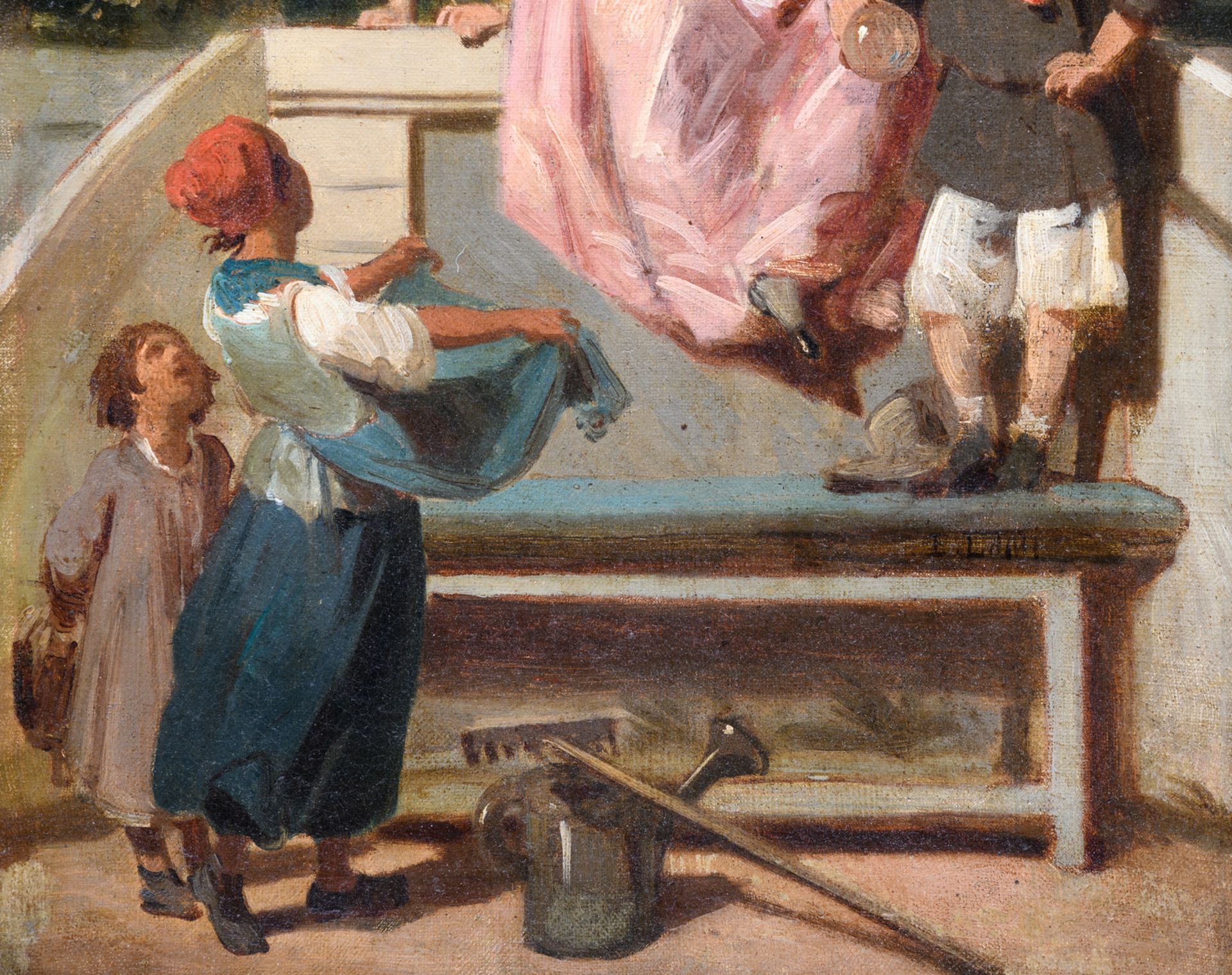 (Lami E.), blowing bubbles, oil on canvas, late 19th - early 20thC, 32 x 41 cm - Image 4 of 4