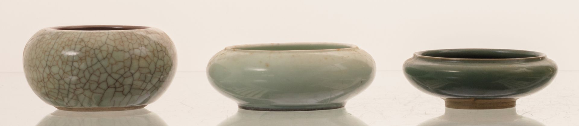 A various of Chinese celadon and crackleware porcelain and stoneware vases, plates and cups, two - Image 4 of 30