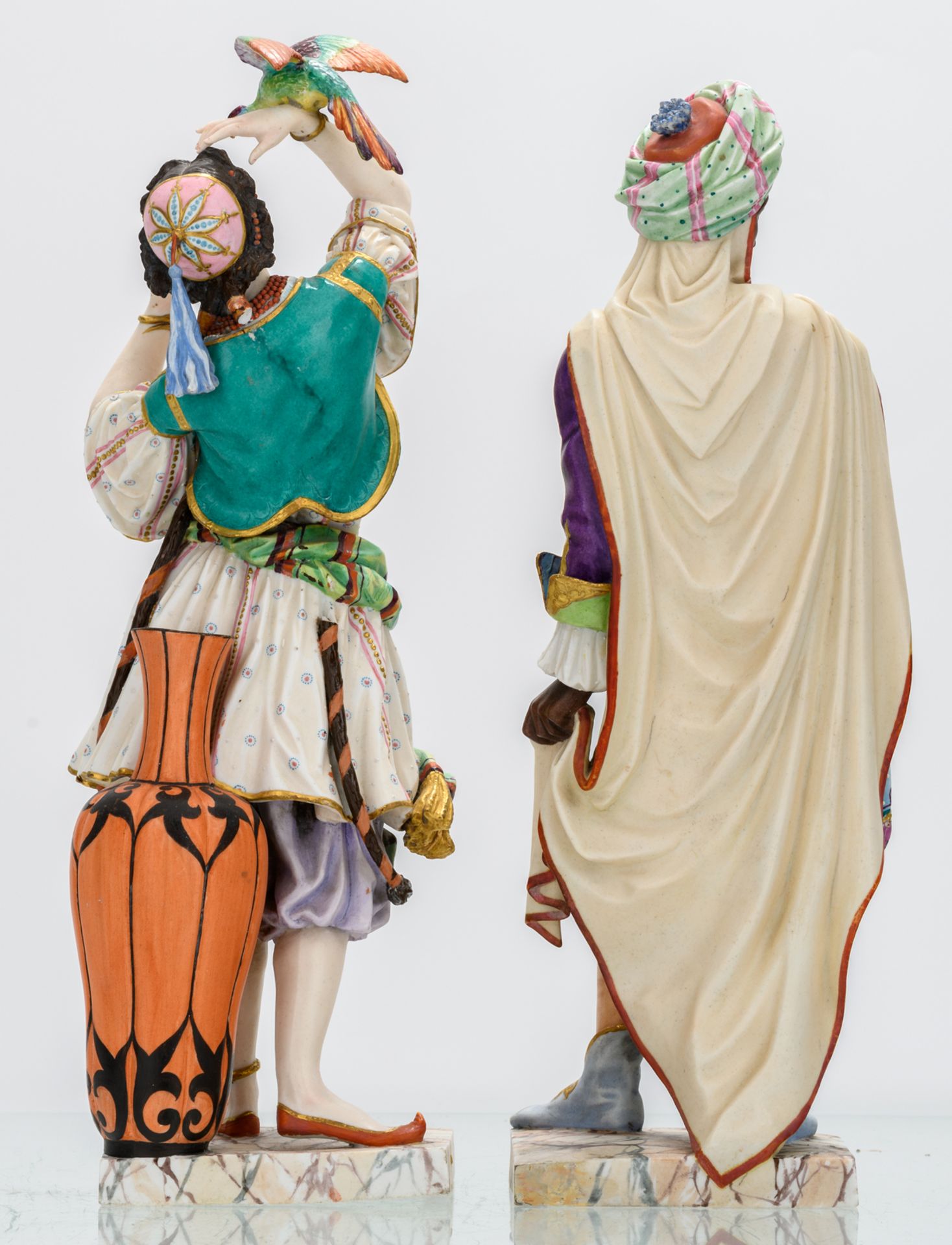 A polychrome decorated biscuit Moorish couple, marked J.G. (Jean Gille - Paris - active 1840- - Image 4 of 11