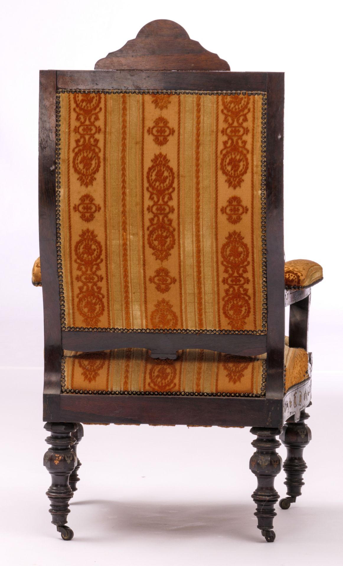 A rosewood and Boulle marquetry Baroque revival armchair, possibly Prussian, 19thC, H 123 - W 68 - D - Bild 4 aus 7