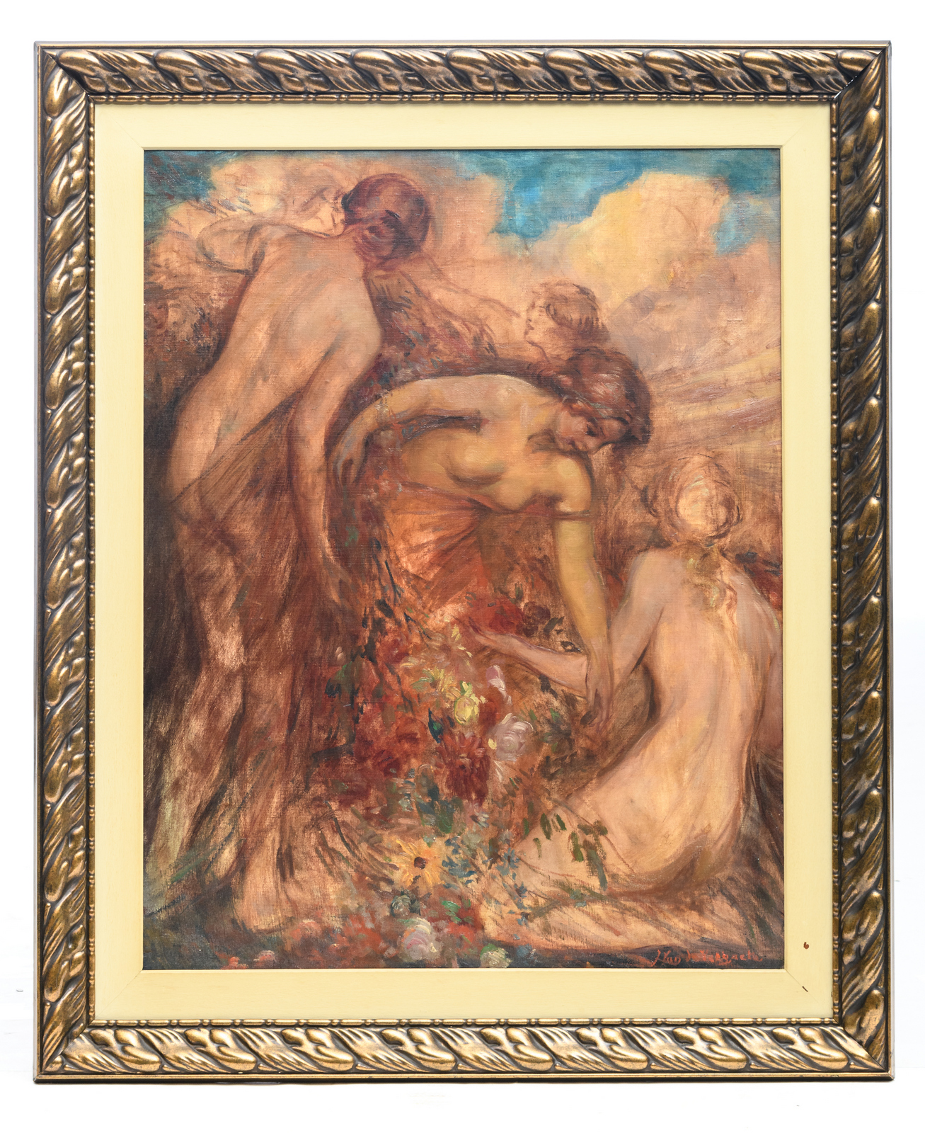 Van de Veegaete J., graceful nymphs in a landscape, oil on canvas, 71 x 91 cm - Image 2 of 4