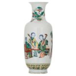 A large Chinese doucai vase, overall decorated with music making court ladies and a crane, H 64,5