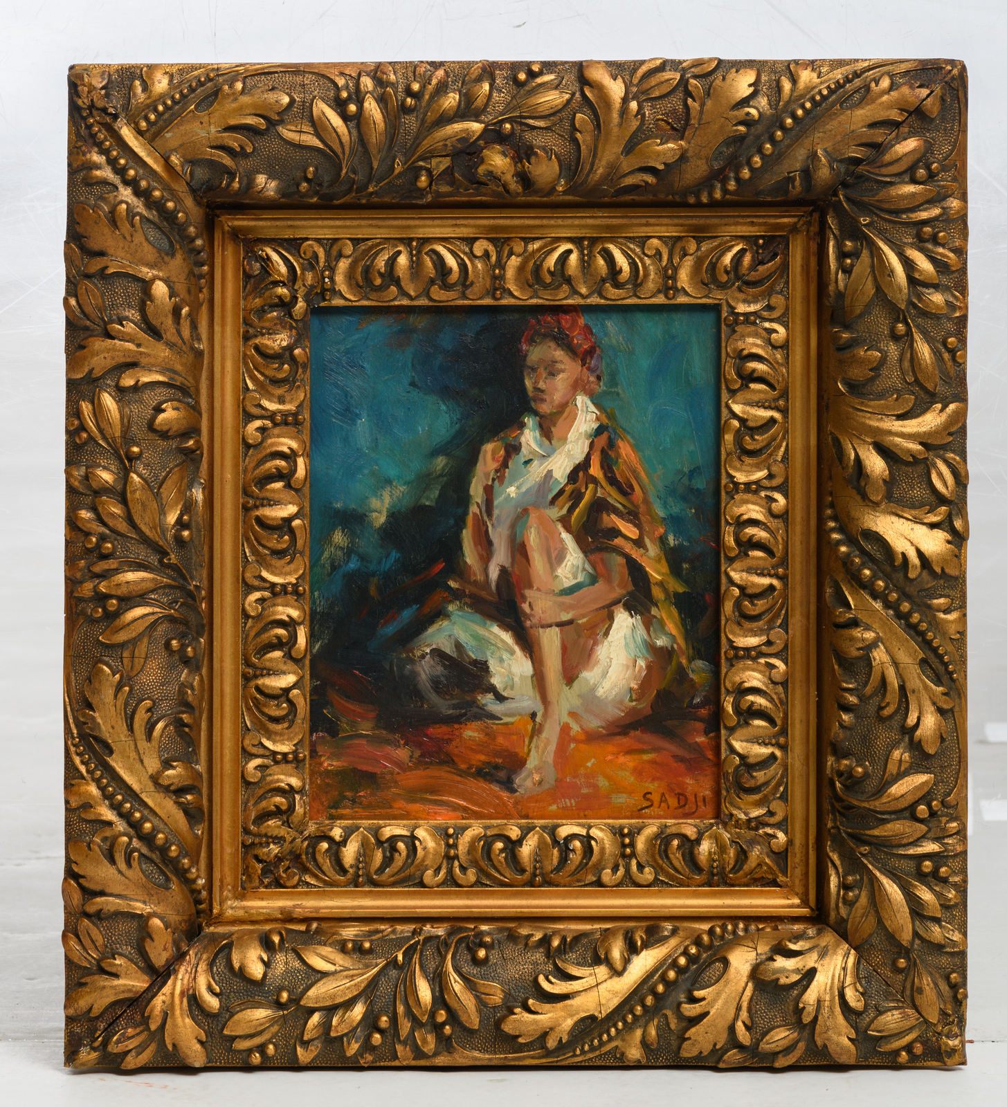 Sadji, a portrait of a Javanese boy, oil on plywood, with accompanying document of Mrs. Myriam - Image 2 of 4