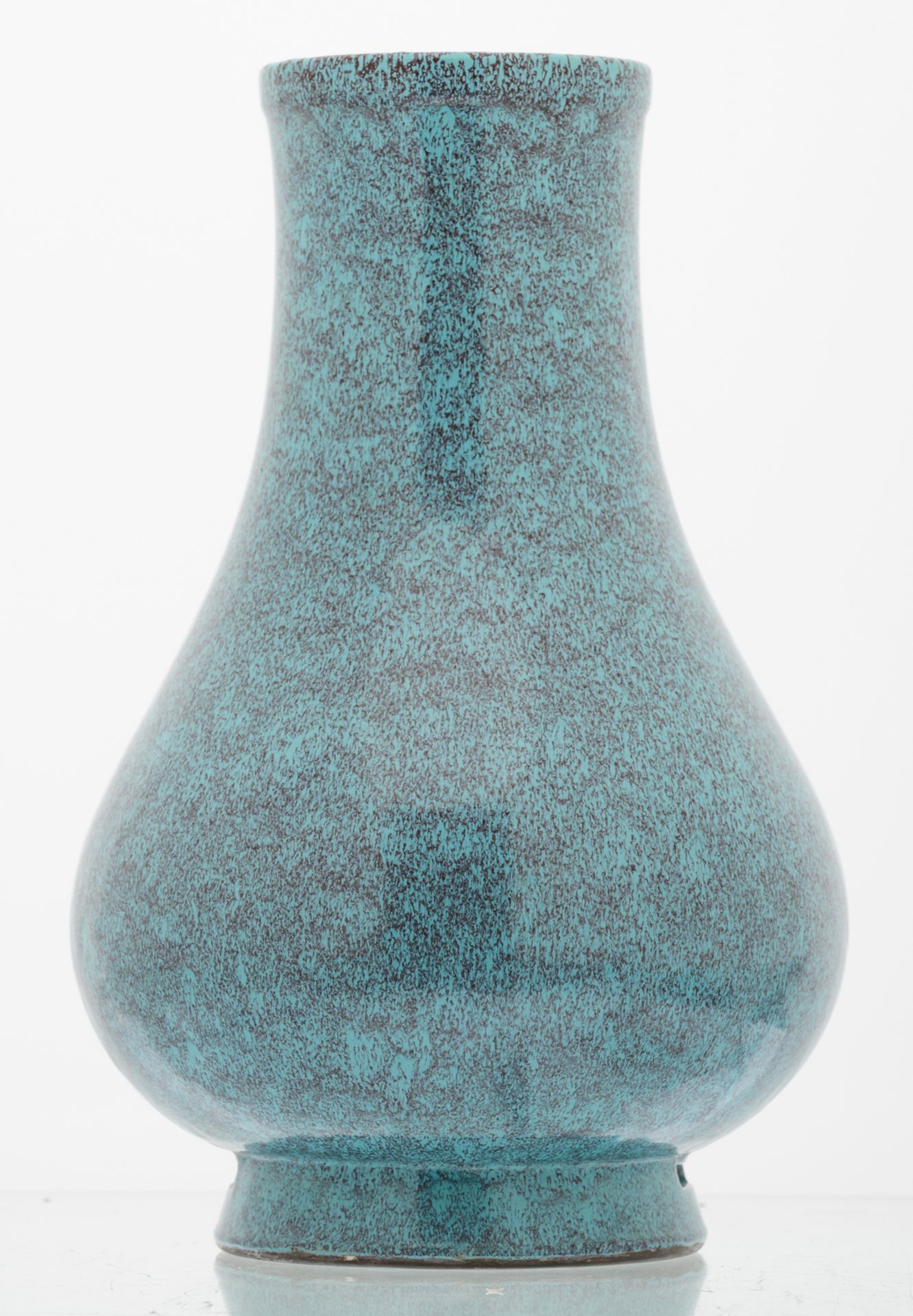 A Chinese pear shaped robin's egg glazed Hu vase with a Yongzheng mark, H 33 cm - Image 4 of 6