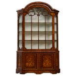 An 18thC Dutch mahogany marquetry display cabinet, H 233 - W 146,5 - D 34 cm