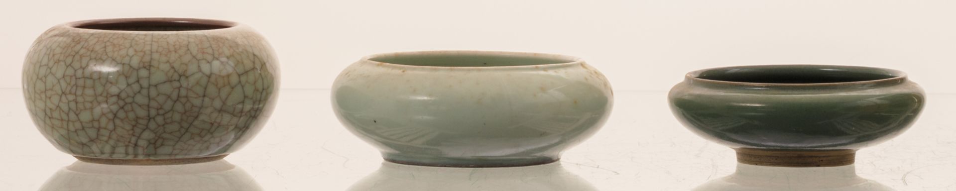 A various of Chinese celadon and crackleware porcelain and stoneware vases, plates and cups, two - Image 5 of 30