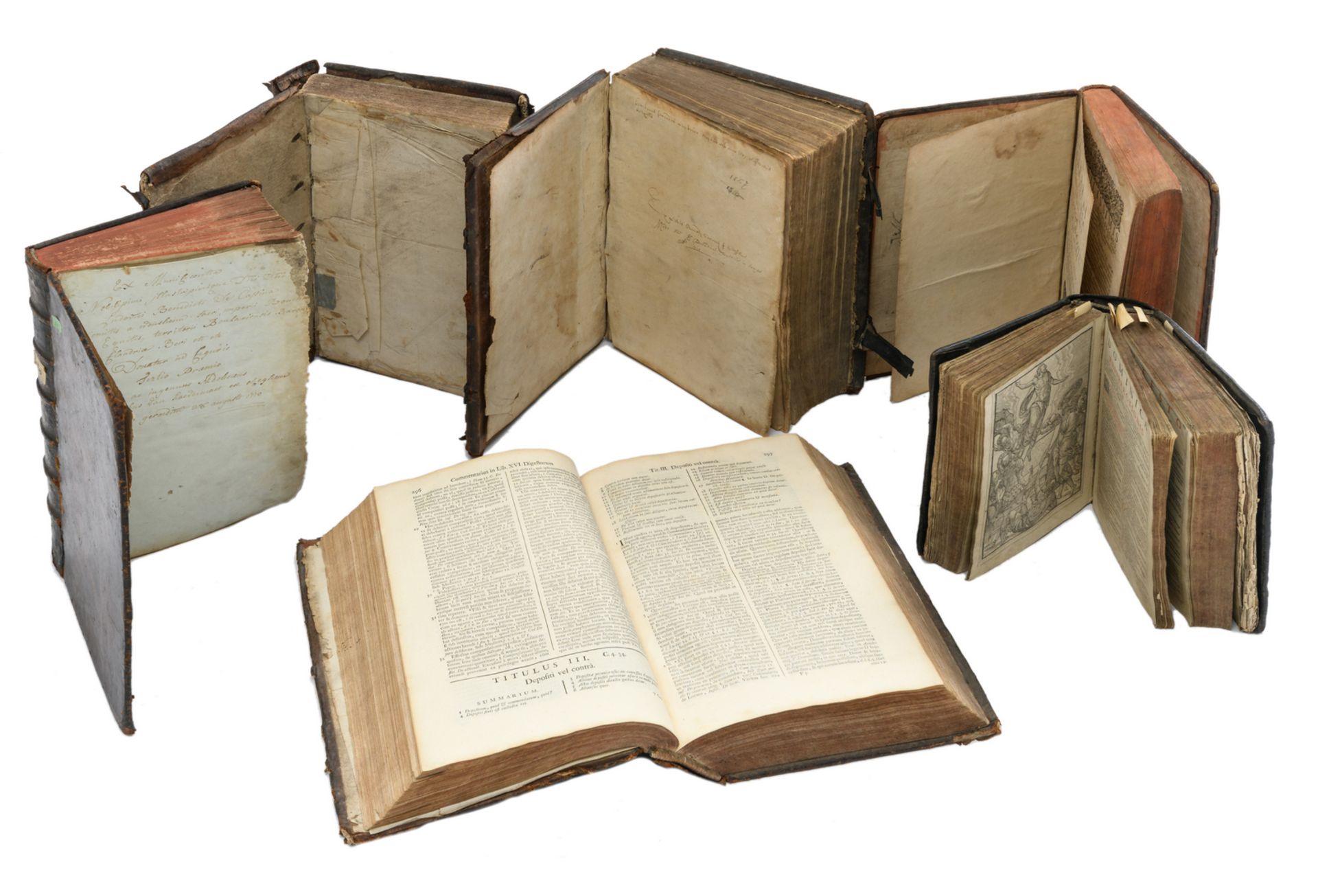 Six 17th and 18thC books (religion, law, etc.)