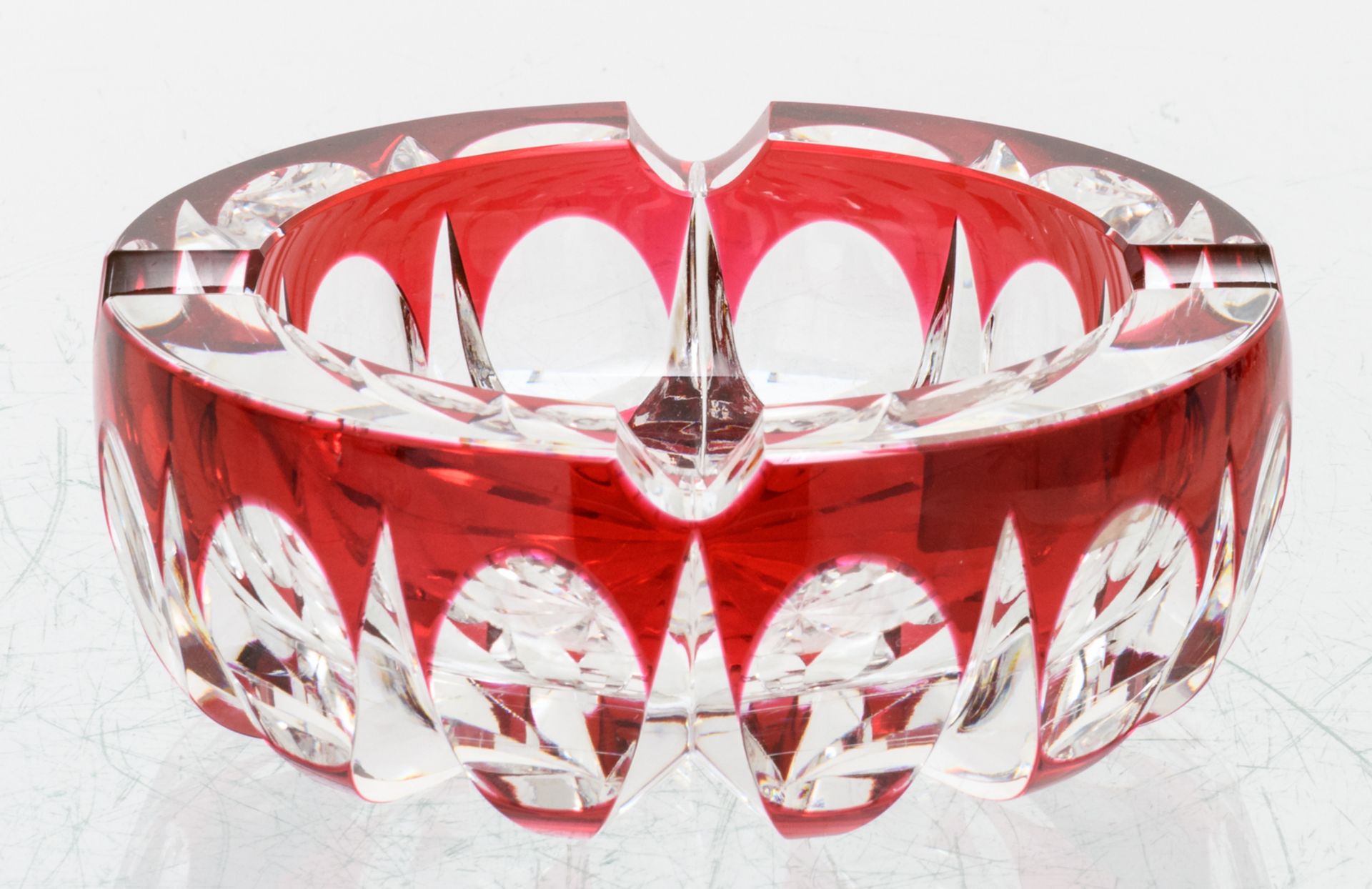 Ten 50s - 60s red overlay crystal cut decorative items and utensils, Val-Saint-Lambert, Saint-Louis, - Image 17 of 19