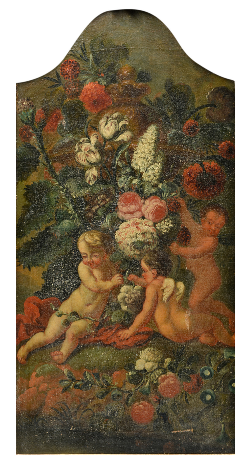 Unsigned, a decorative panel of a wall panelling, oil on canvas, 18thC, in a matching sculpted