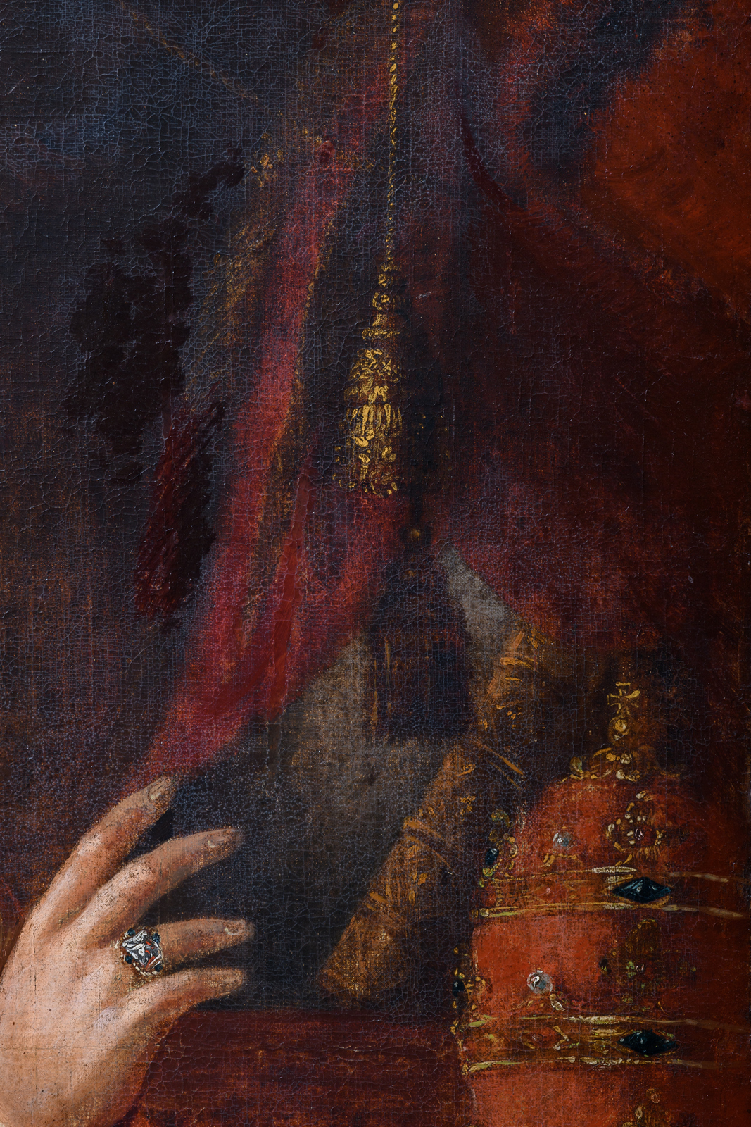 Unsigned, a portrait of pope Pius VI, oil on canvas, 18thC, 90 x 113 cm - Image 9 of 12