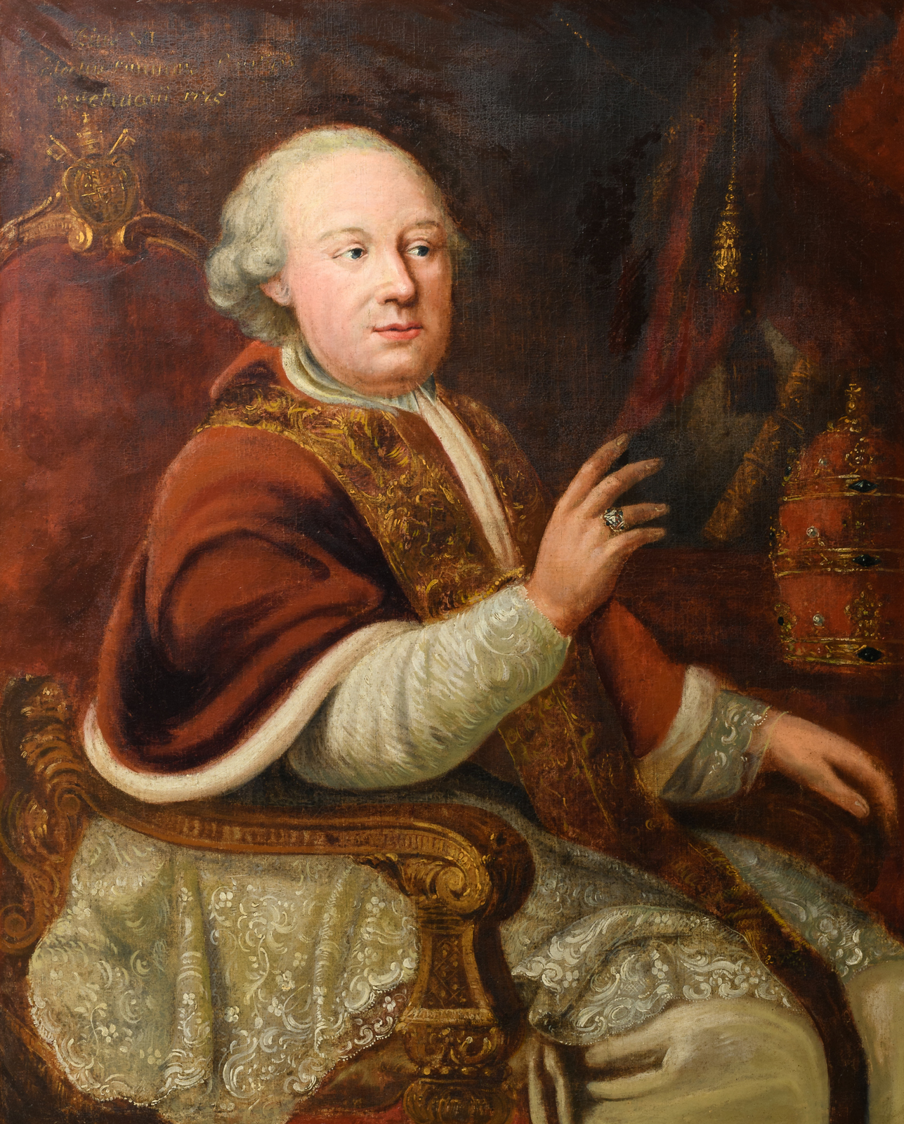 Unsigned, a portrait of pope Pius VI, oil on canvas, 18thC, 90 x 113 cm