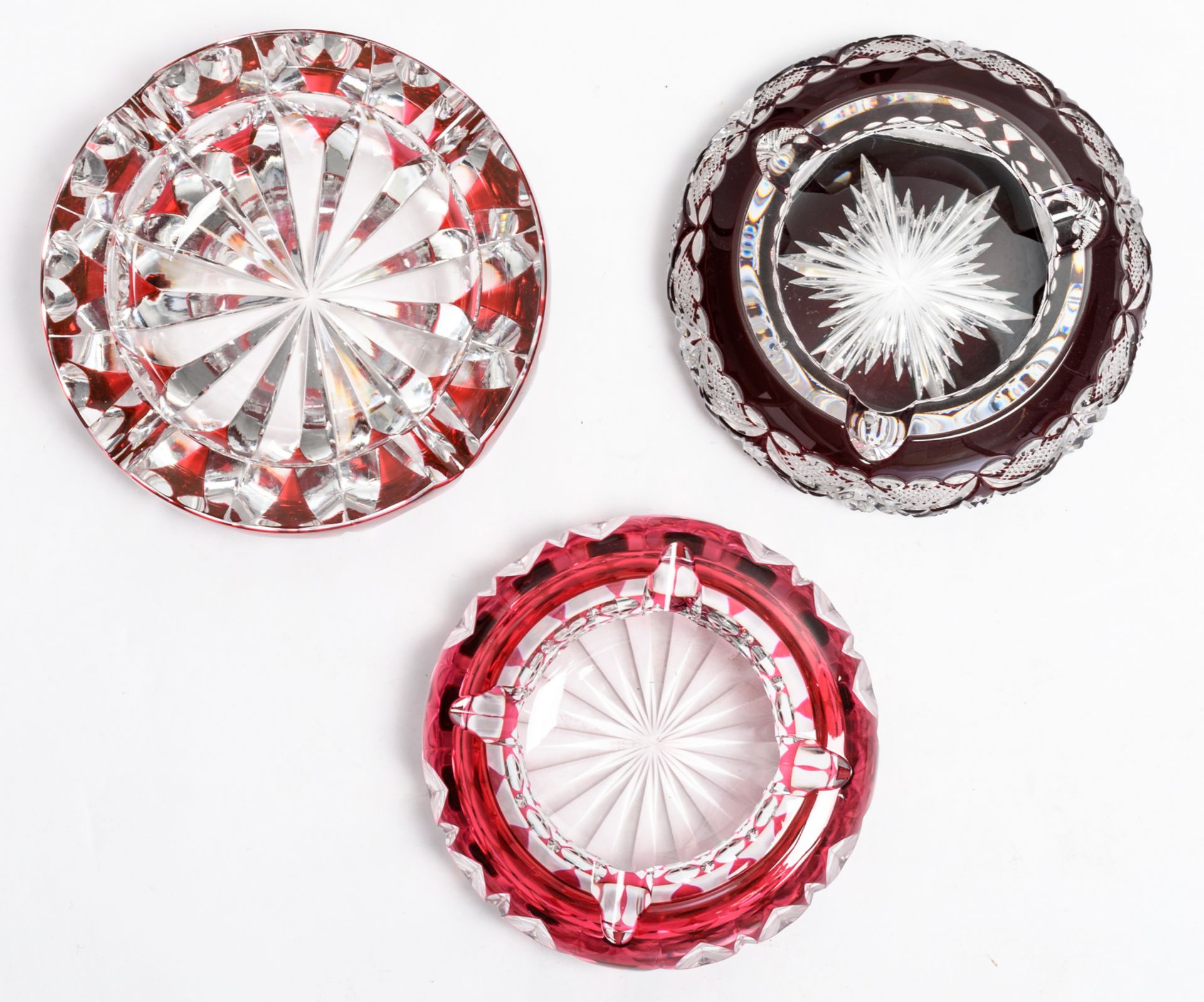 Ten 50s - 60s red overlay crystal cut decorative items and utensils, Val-Saint-Lambert, Saint-Louis, - Image 6 of 19