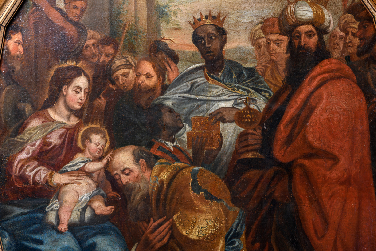 Unsigned, the Adoration of the Magi, oil on canvas, 17thC, the Southern Netherlands, 107 x 133 cm - Image 4 of 5