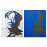 Two worked silkscreens after Andy Warhol's 'Mao', 24 x 30 cm