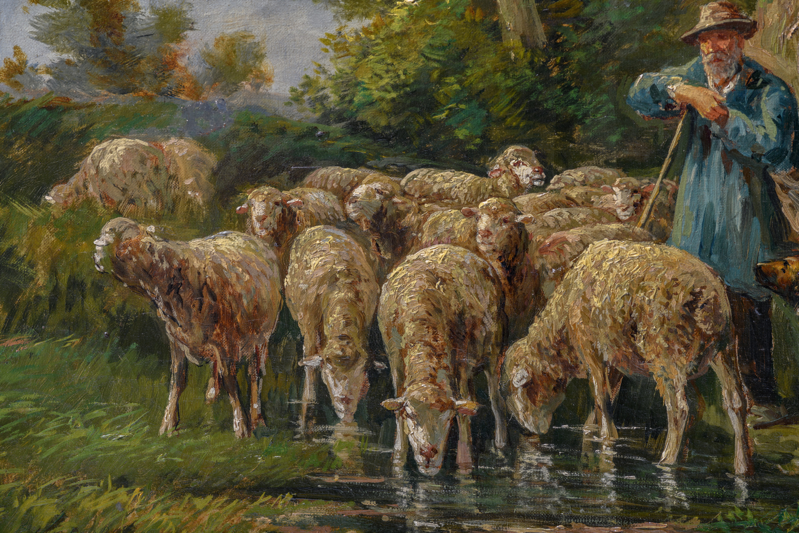 (Jansen W.G.T.), a pair of rural views depicting shepherds with their flock, oil on canvas, 65 x - Image 17 of 17