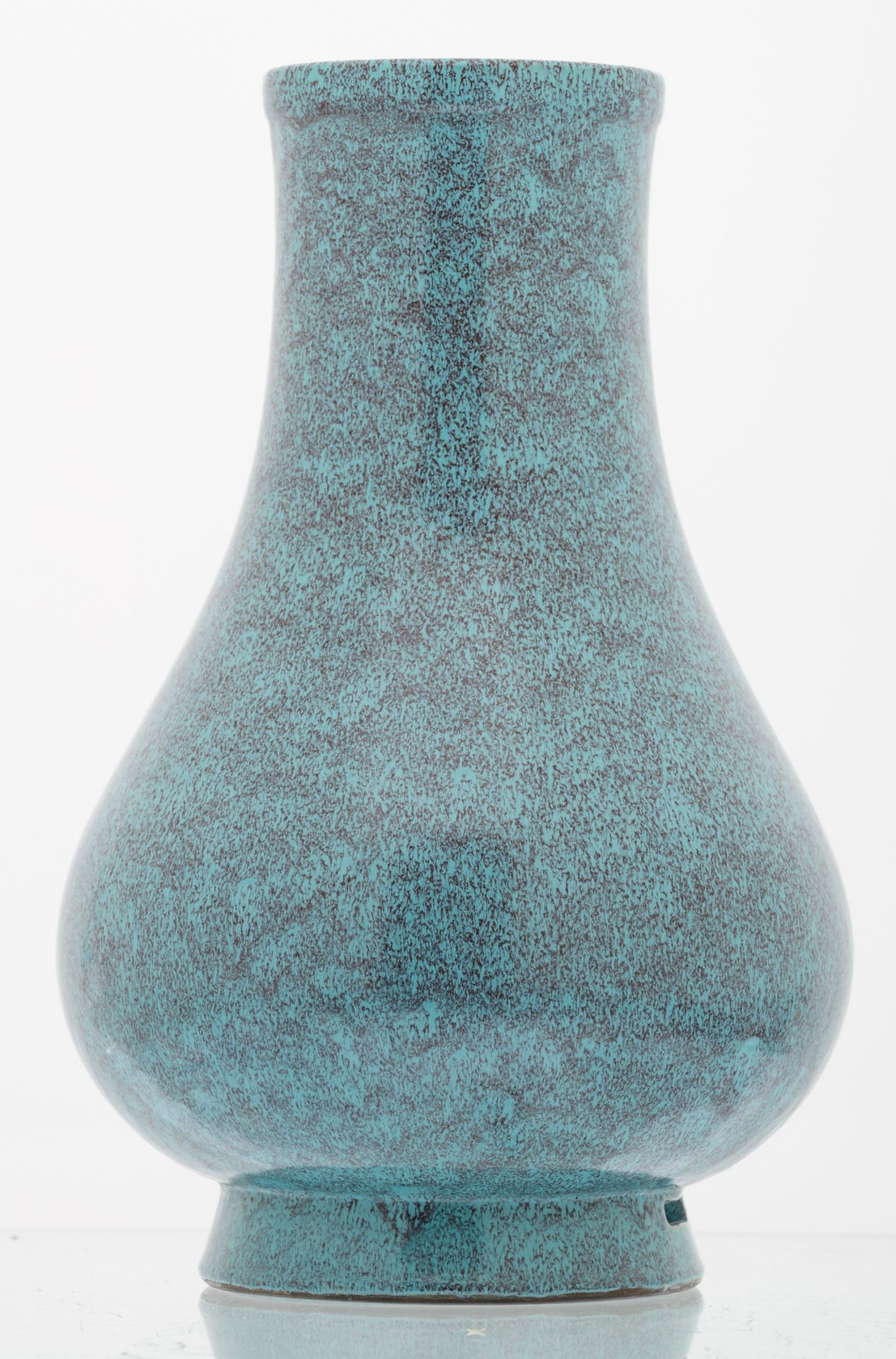 A Chinese pear shaped robin's egg glazed Hu vase with a Yongzheng mark, H 33 cm - Image 2 of 6