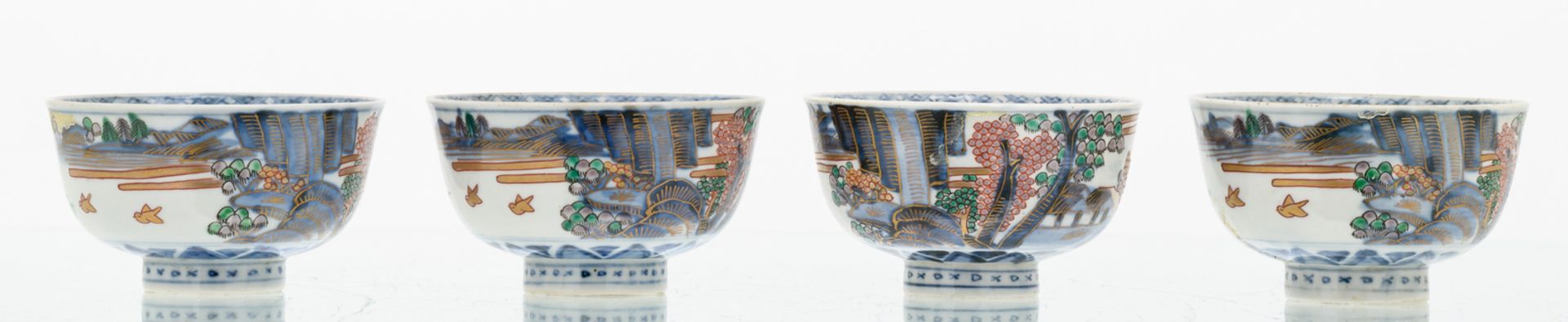 A Chinese blue and white and famille rose floral decorated dish, 18thC; added a ditto blue and white - Image 6 of 13