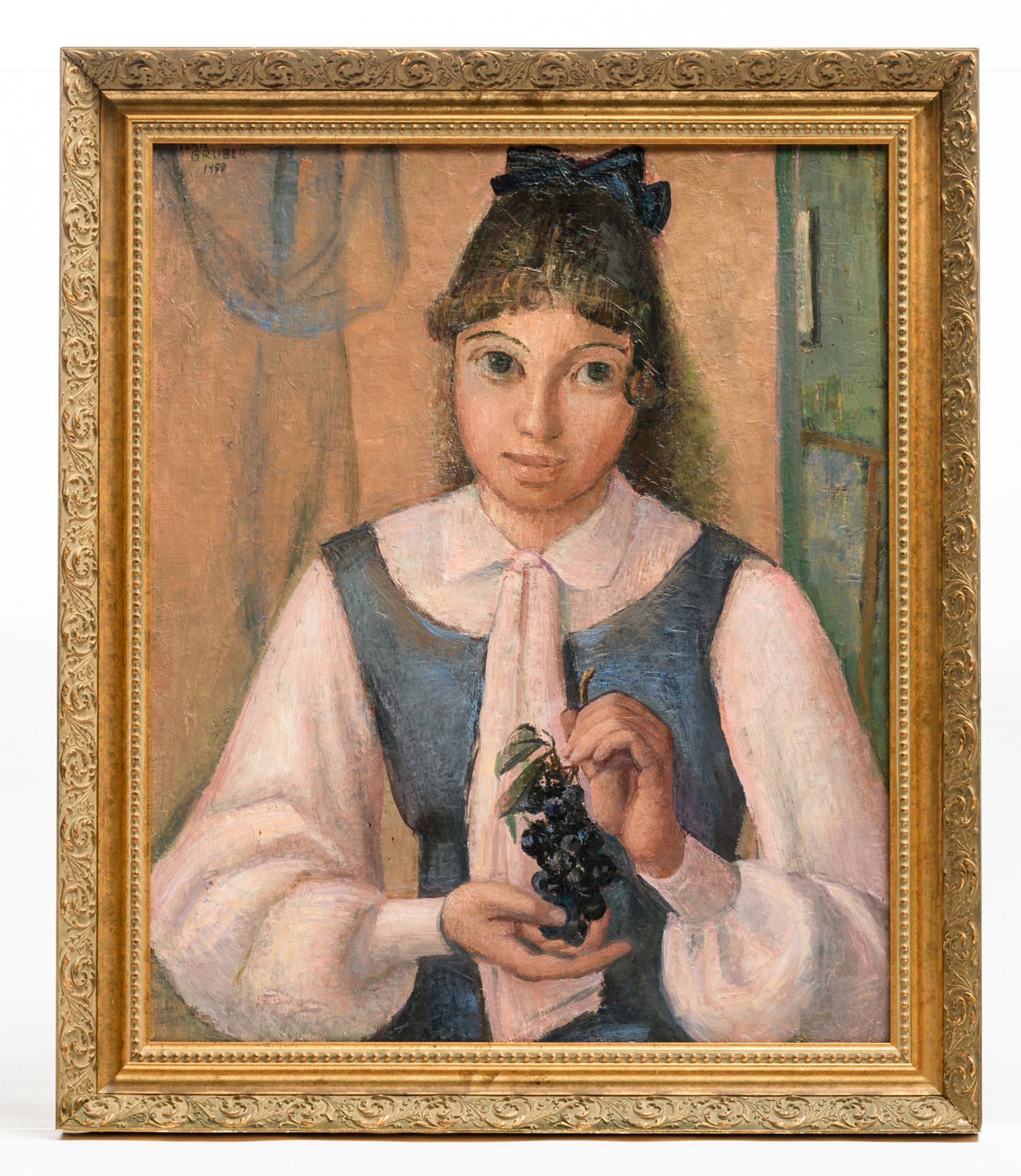 Gruber I., 'Ein Mädchen mit der Traube', oil on canvas, dated 1959, 61 x 74 cm - Image 2 of 6