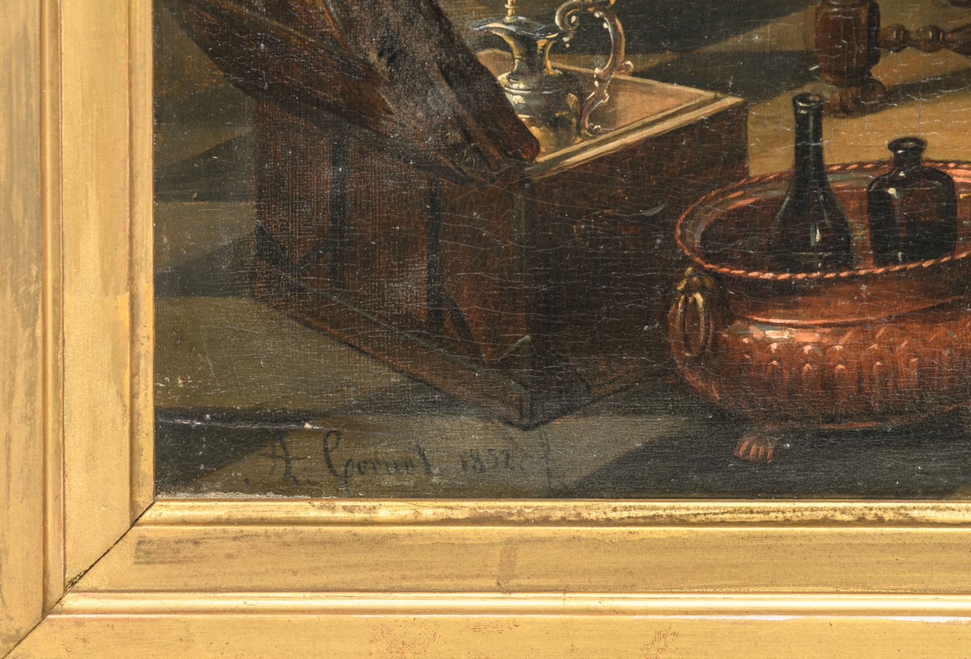 Cornet A., 'Chez l'usurier', oil on panel, dated 1852, 55,5 x 63,5 cm - Bild 4 aus 5