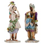 A polychrome decorated biscuit Moorish couple, marked J.G. (Jean Gille - Paris - active 1840-