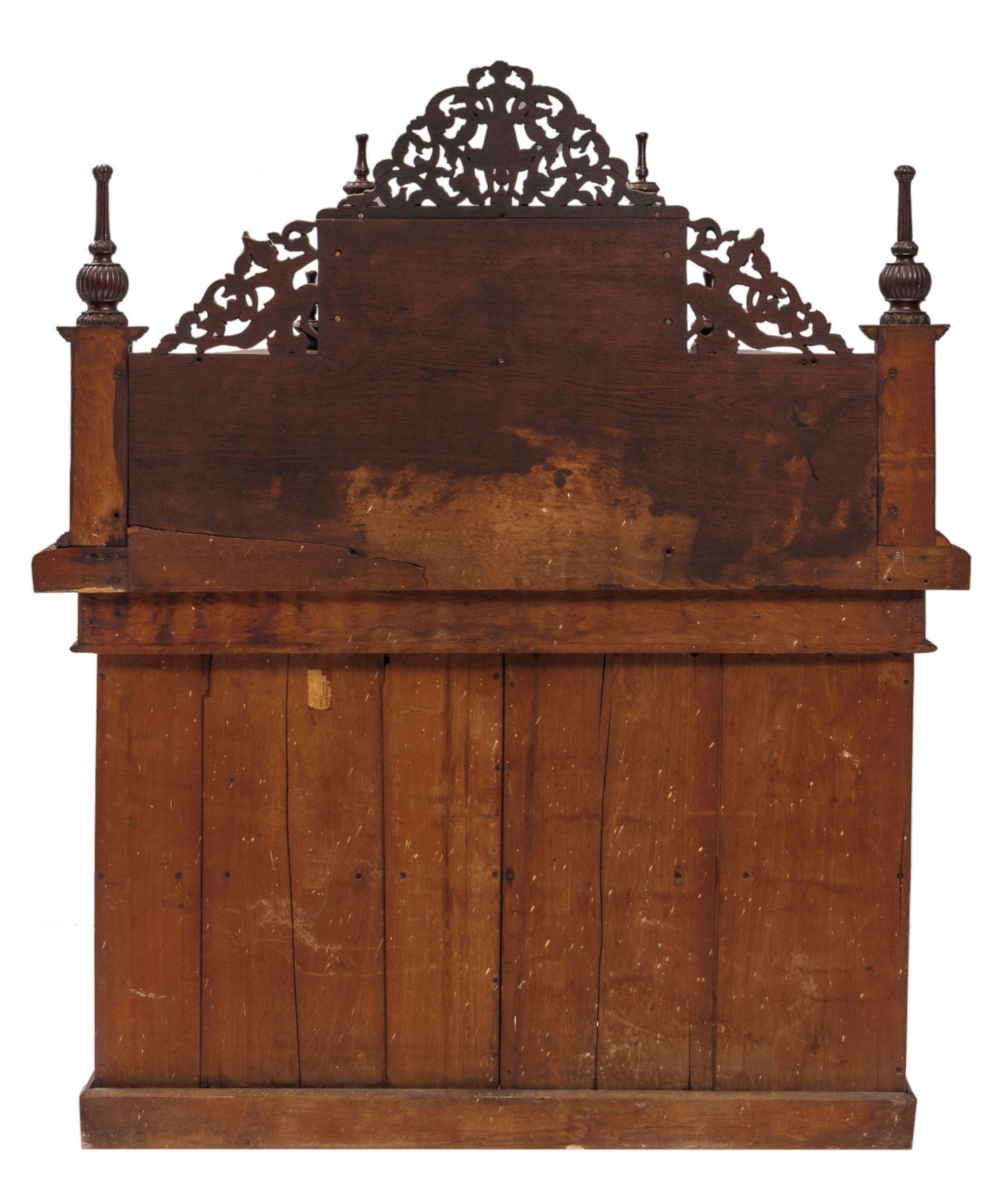 A richly carved exotic hardwood colonial sideboard, H 179 - W 154 - D 71 cm - Bild 5 aus 6