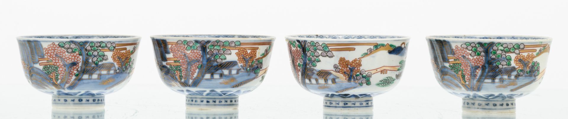 A Chinese blue and white and famille rose floral decorated dish, 18thC; added a ditto blue and white - Image 7 of 13