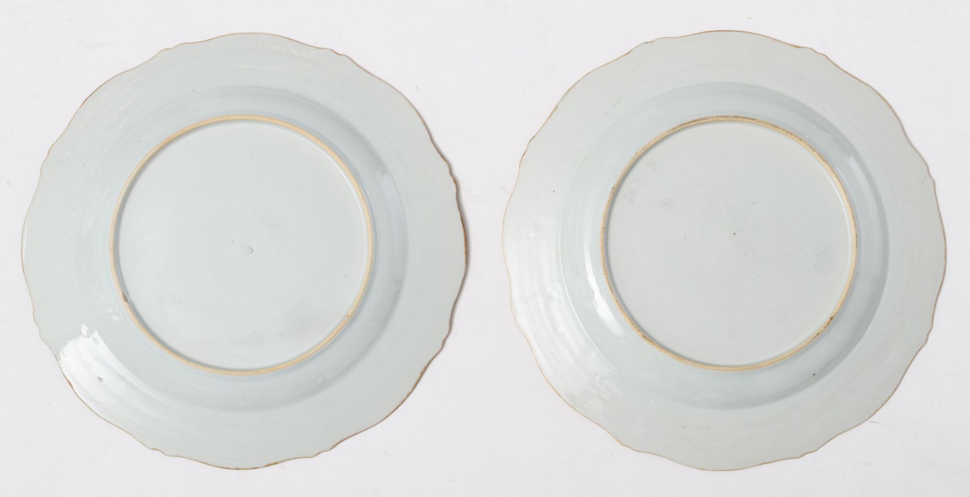 Two Chinese famille rose export porcelain plates, decorated with flower branches and two ditto - Image 2 of 3