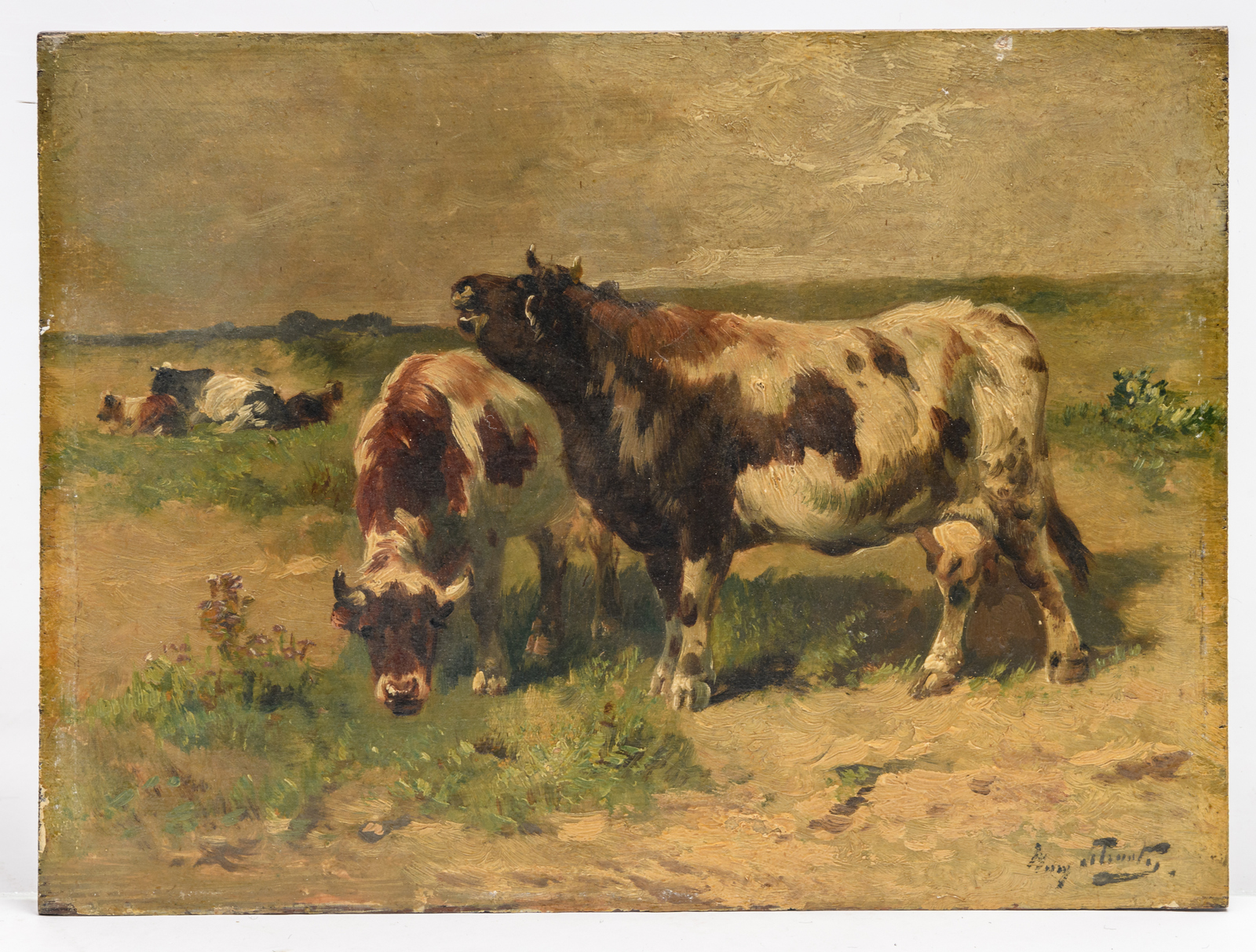 Schouten H., cattle in a landscape, oil on panel, 24 x 32,5 cm - Image 2 of 4