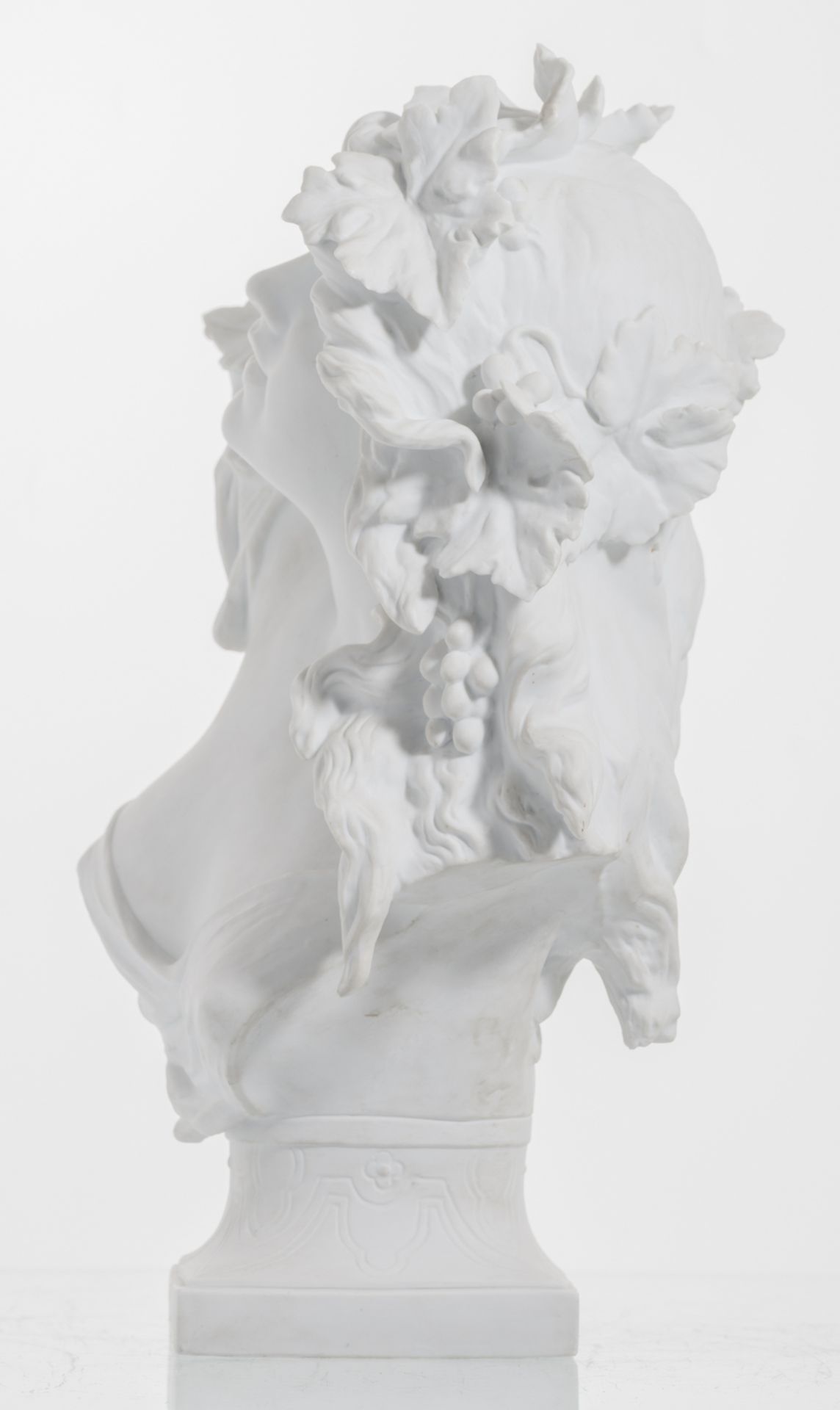 Lecorney, a biscuit bust of a bacchante, marked 'E.B. Paris', H 47 cm - Image 3 of 7