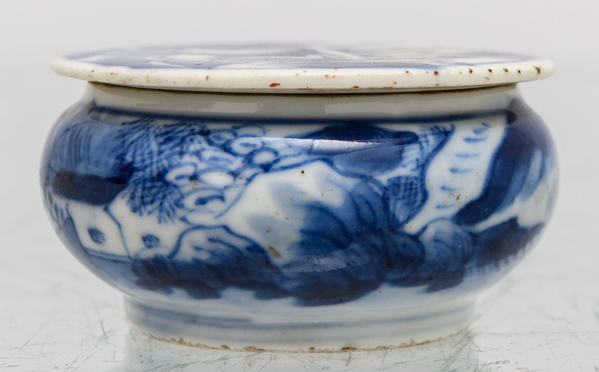 Various Chinese blue and white decorated porcelain items depicting figures in different - Image 14 of 18